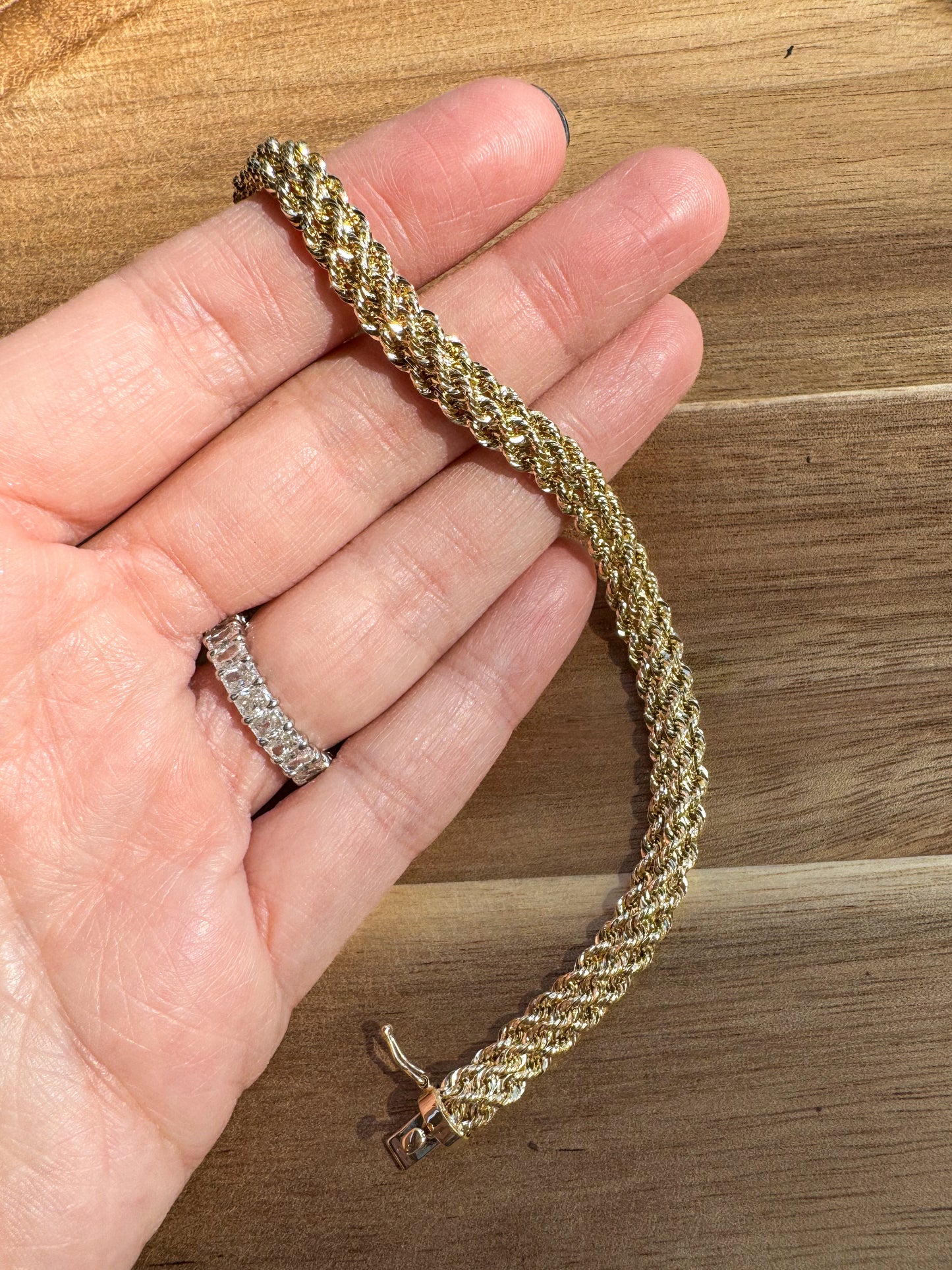 14K Woven Triple Rope Chain Bracelet