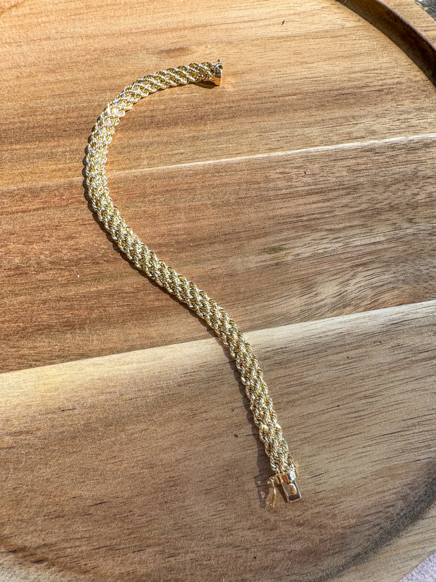 14K Woven Triple Rope Chain Bracelet