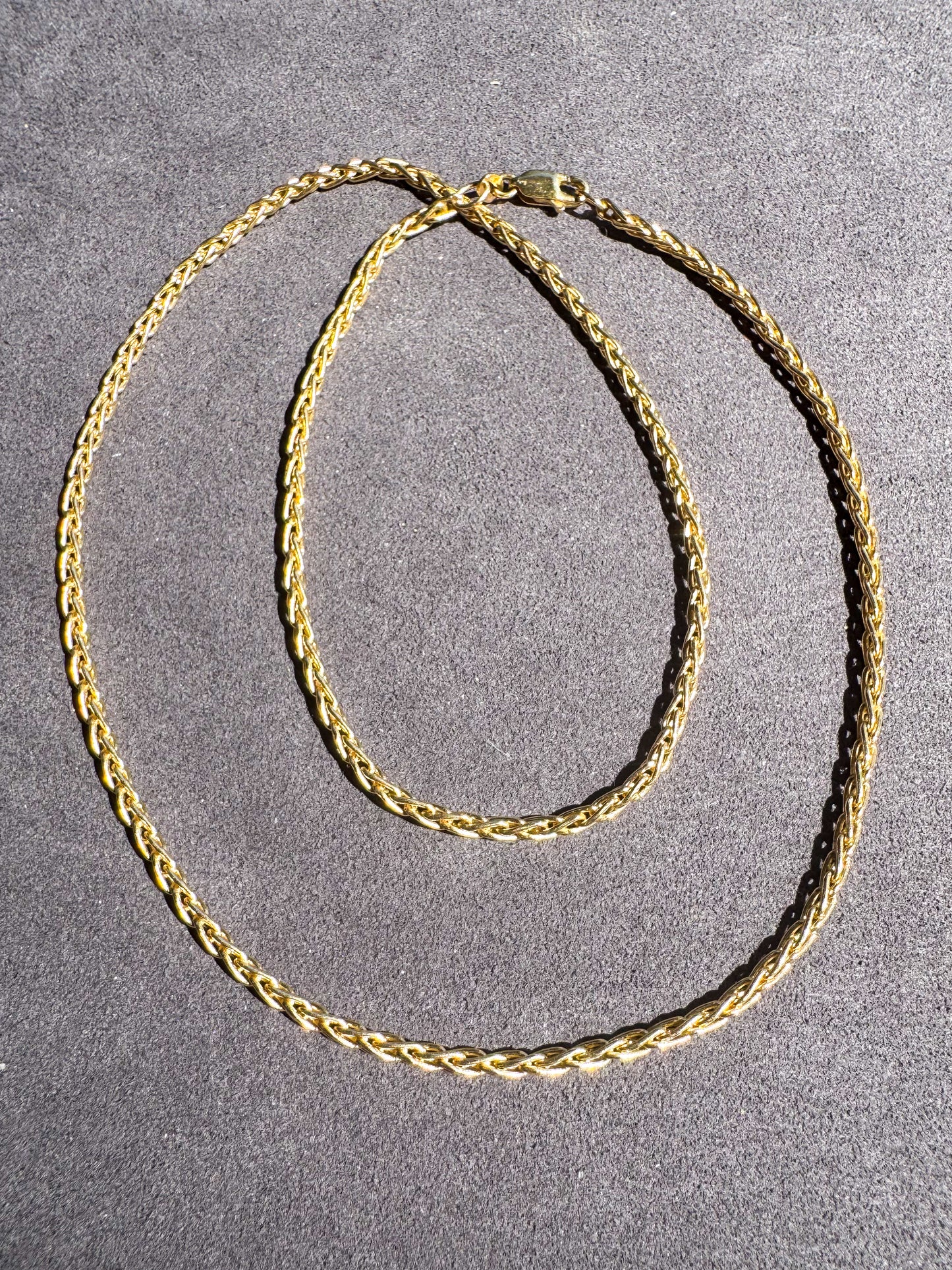 Solid 14K Wheat Chain Necklace