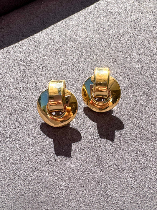 14K Retro 80s Door Knocker Earrings