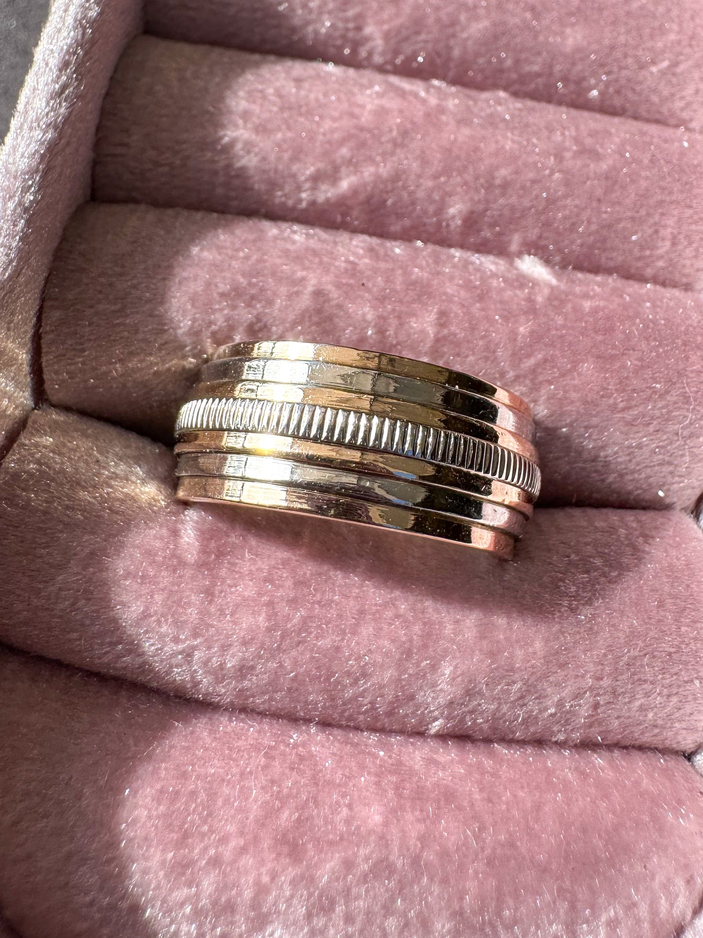 14K Two Tone White and Rose Gold Multiband Ring