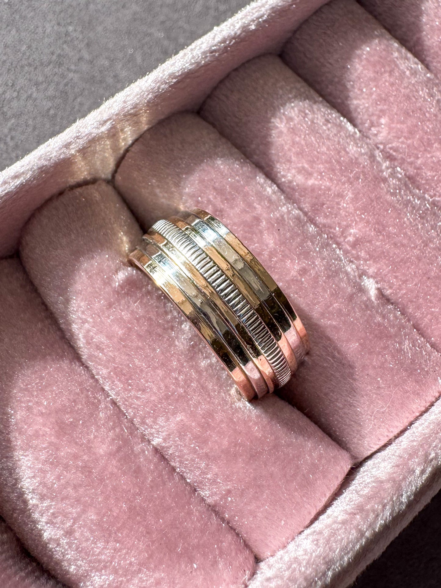14K Two Tone White and Rose Gold Multiband Ring