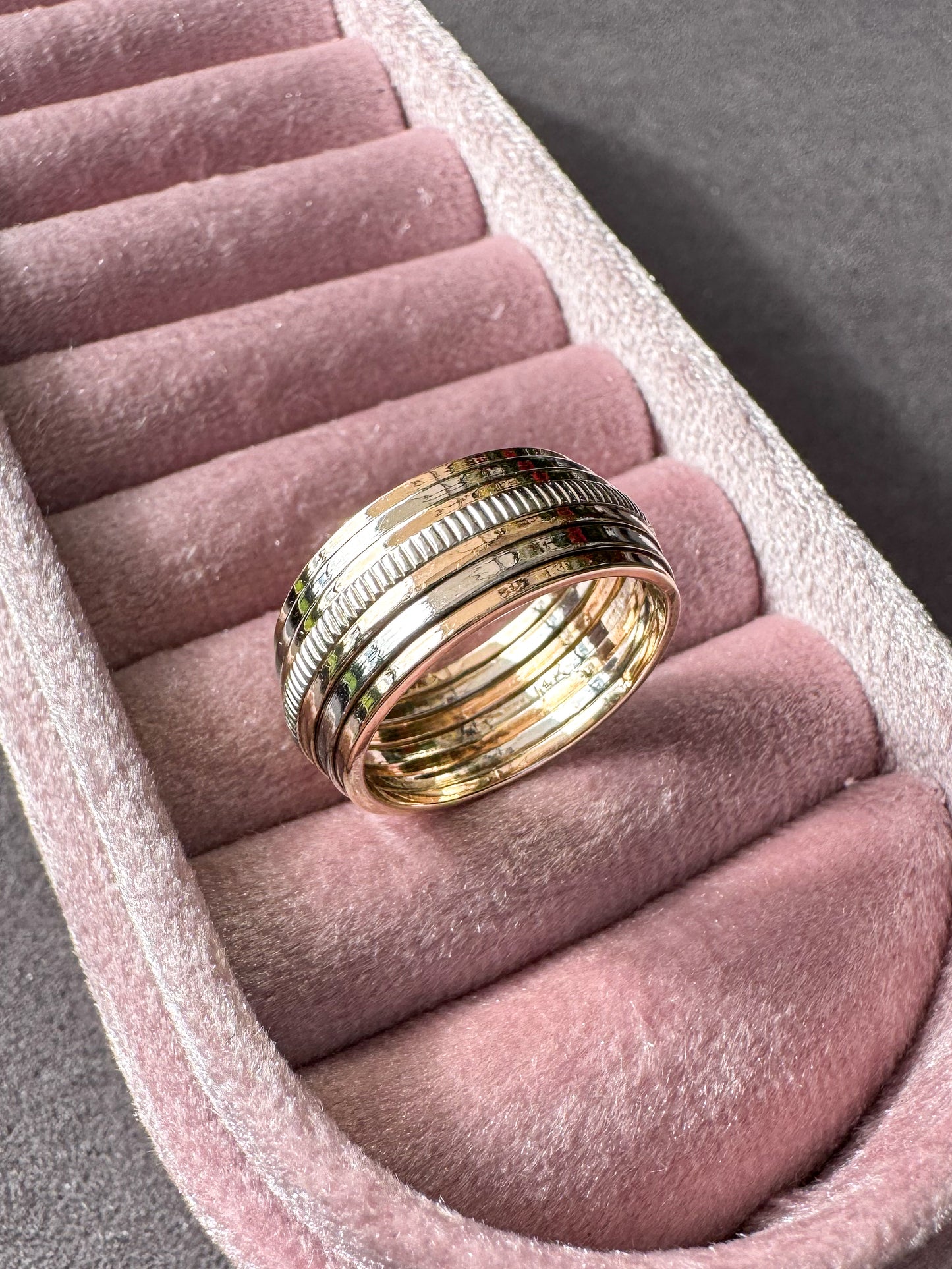 14K Two Tone White and Rose Gold Multiband Ring
