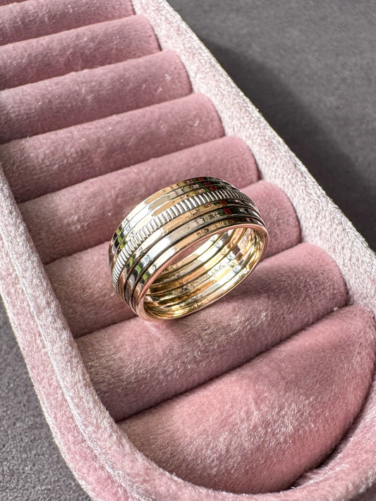 14K Two Tone White and Rose Gold Multiband Ring