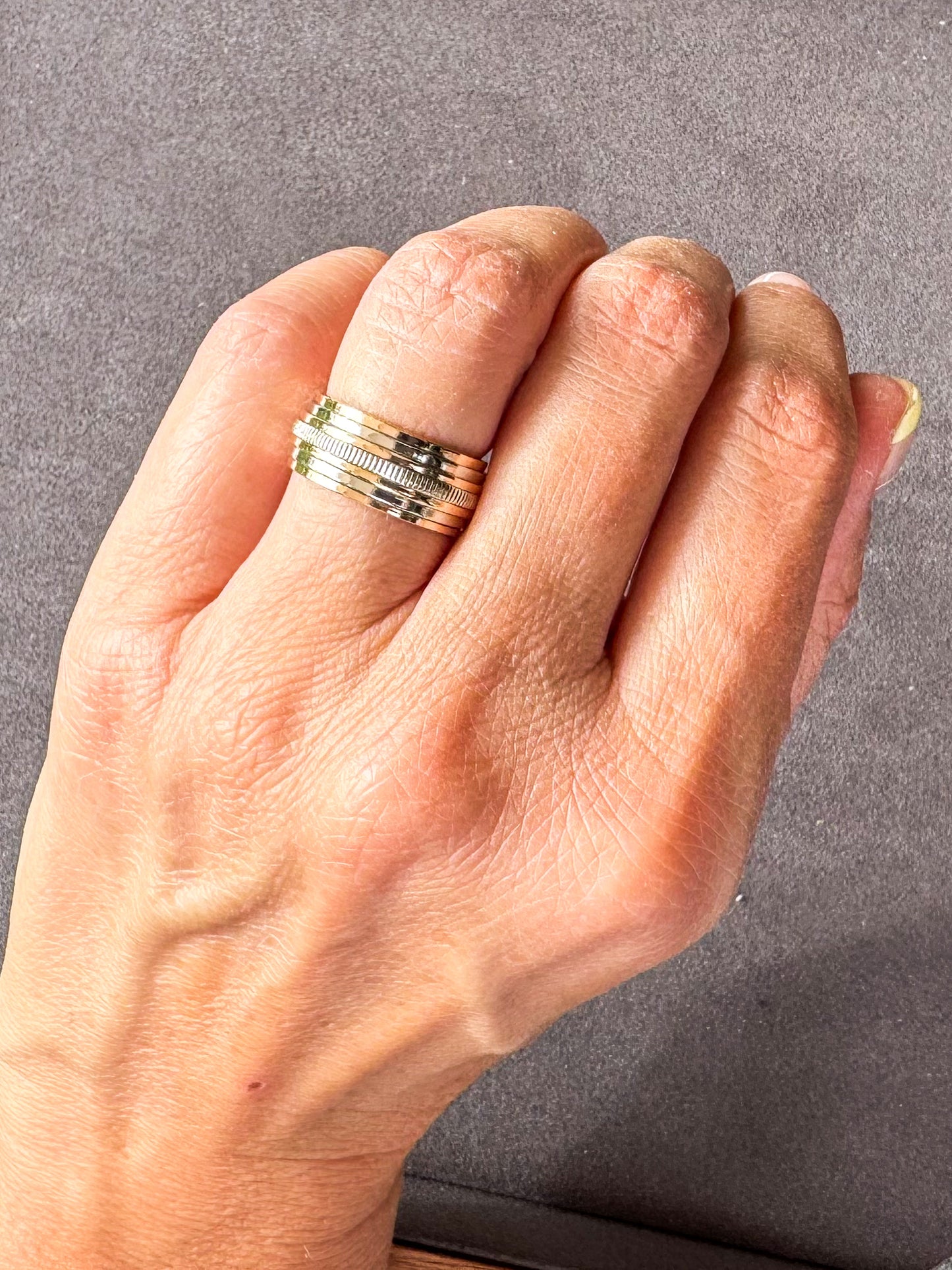 14K Two Tone White and Rose Gold Multiband Ring