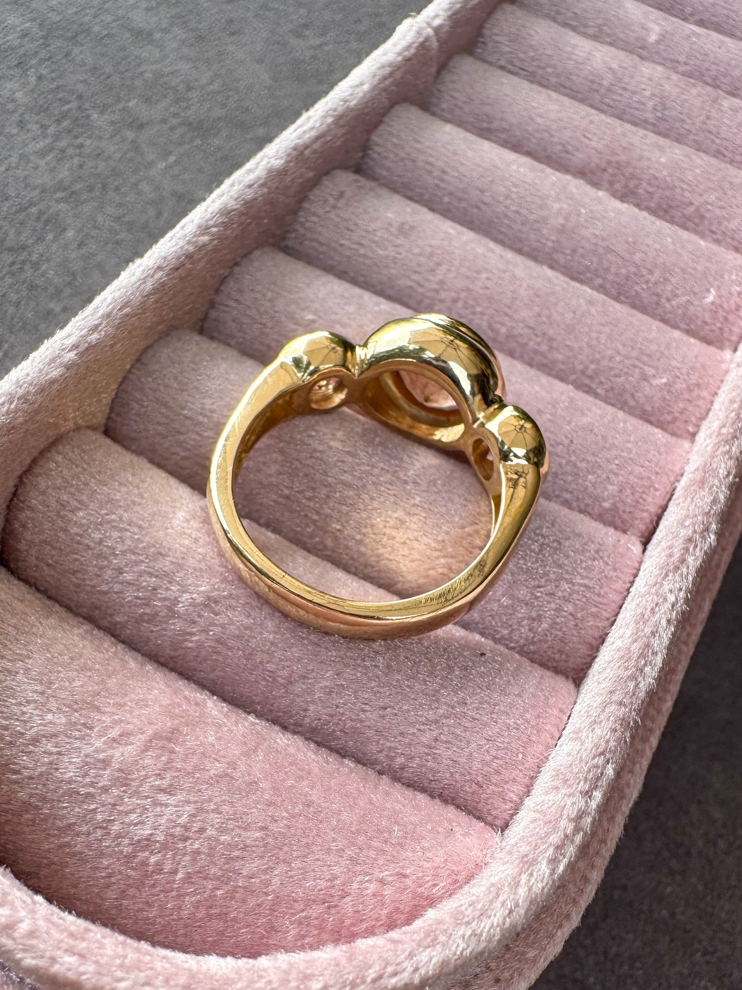 14K Yellow Gold Three Stone Ring with Oregon Sunstones