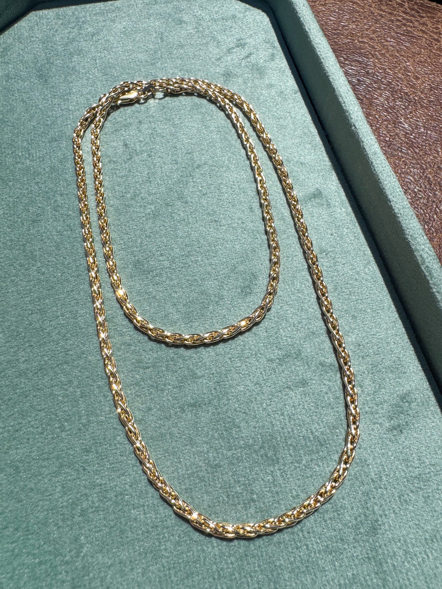 Solid 14K Wheat Chain Necklace