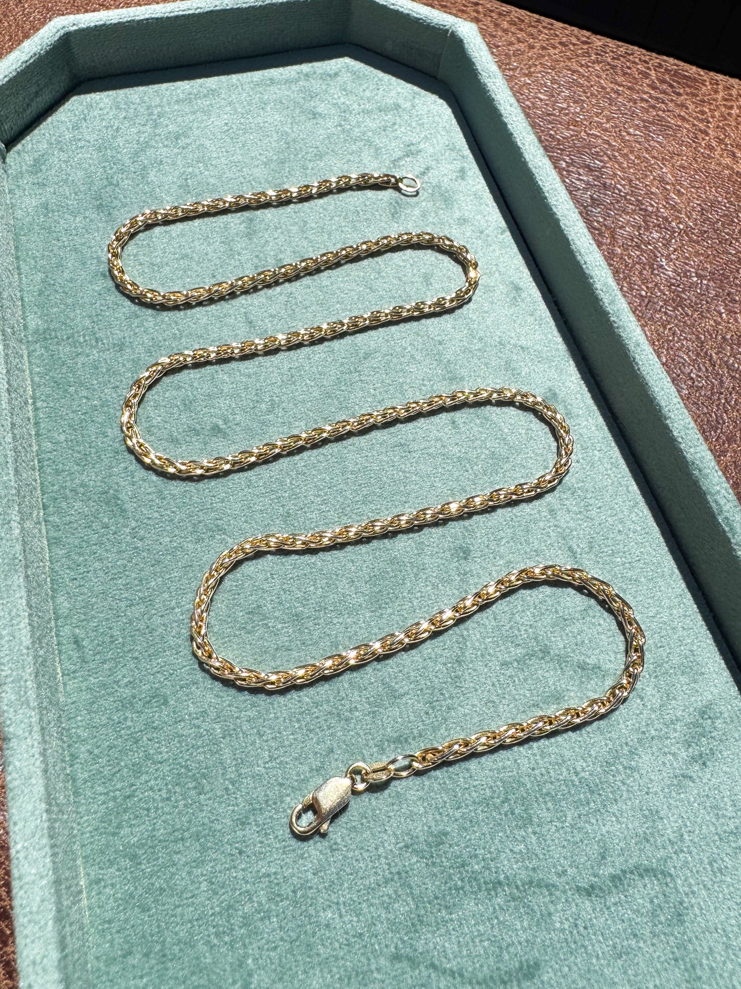 Solid 14K Wheat Chain Necklace