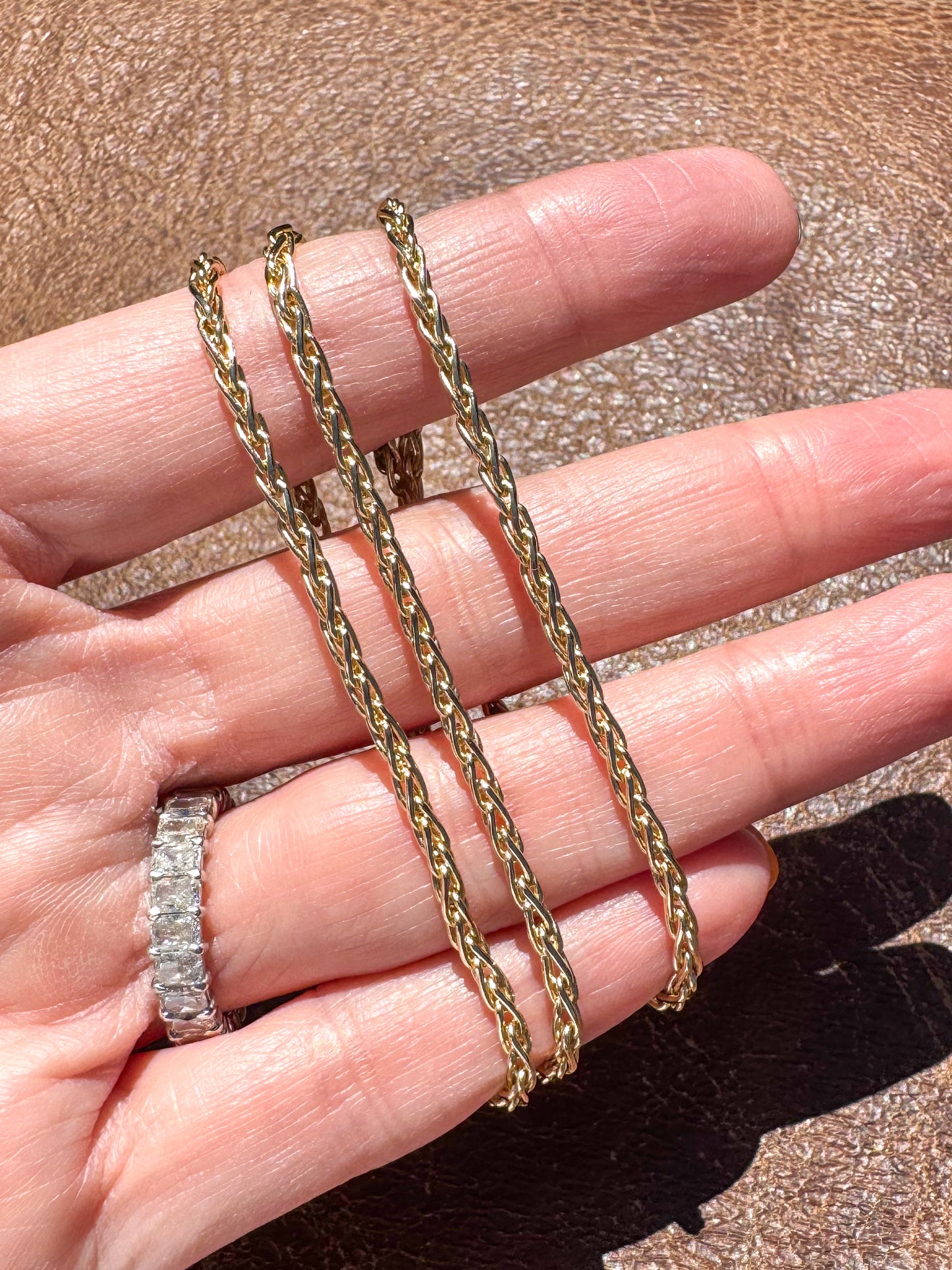 Solid 14K Wheat Chain Necklace