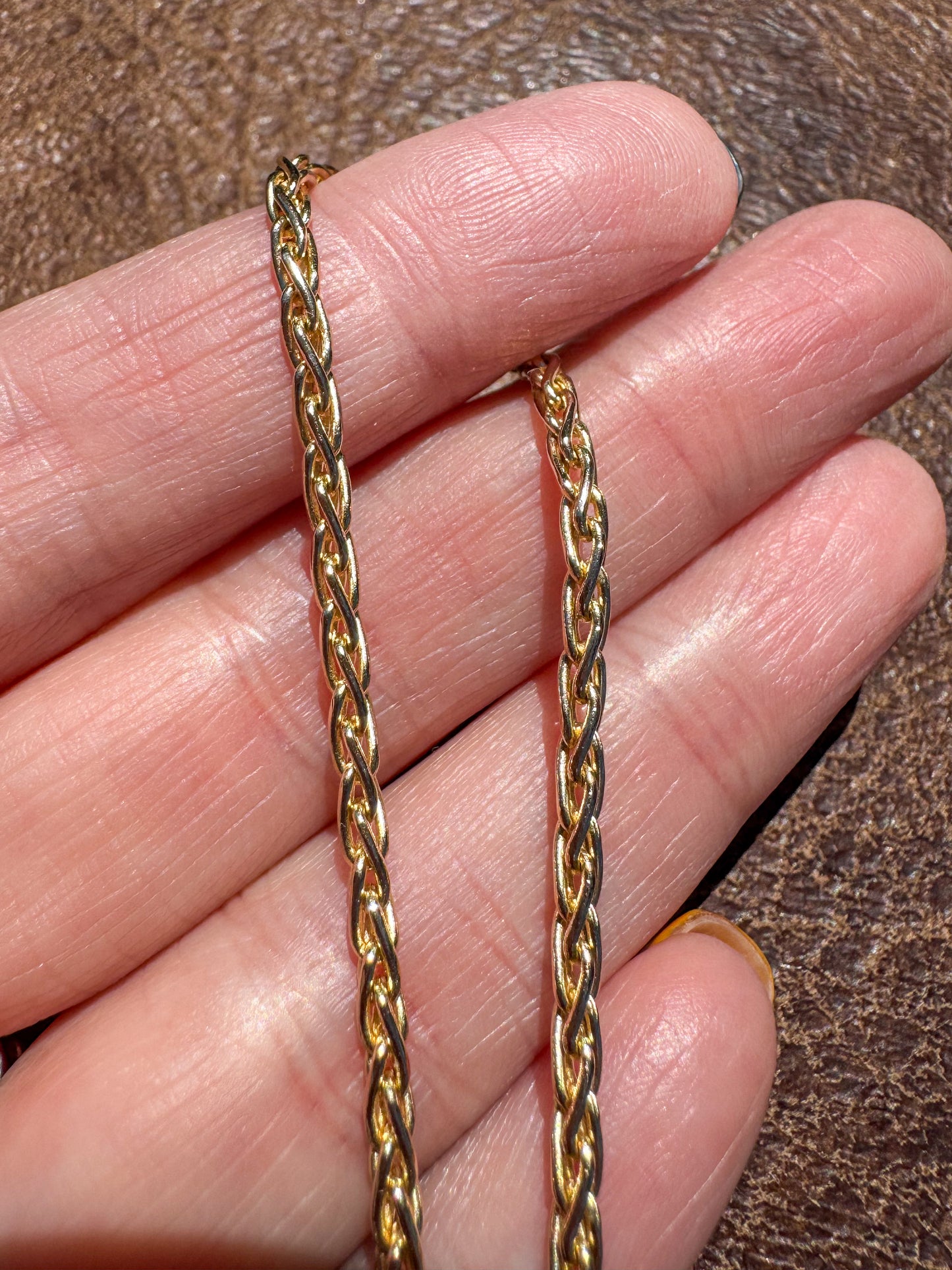 Solid 14K Wheat Chain Necklace