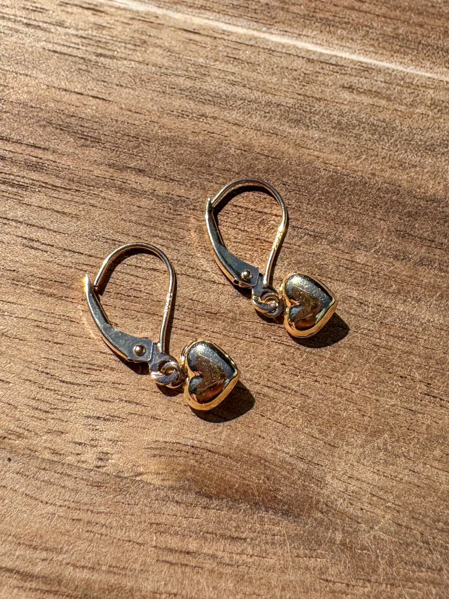 Vintage 10K Tiny Heart Dangle Earrings