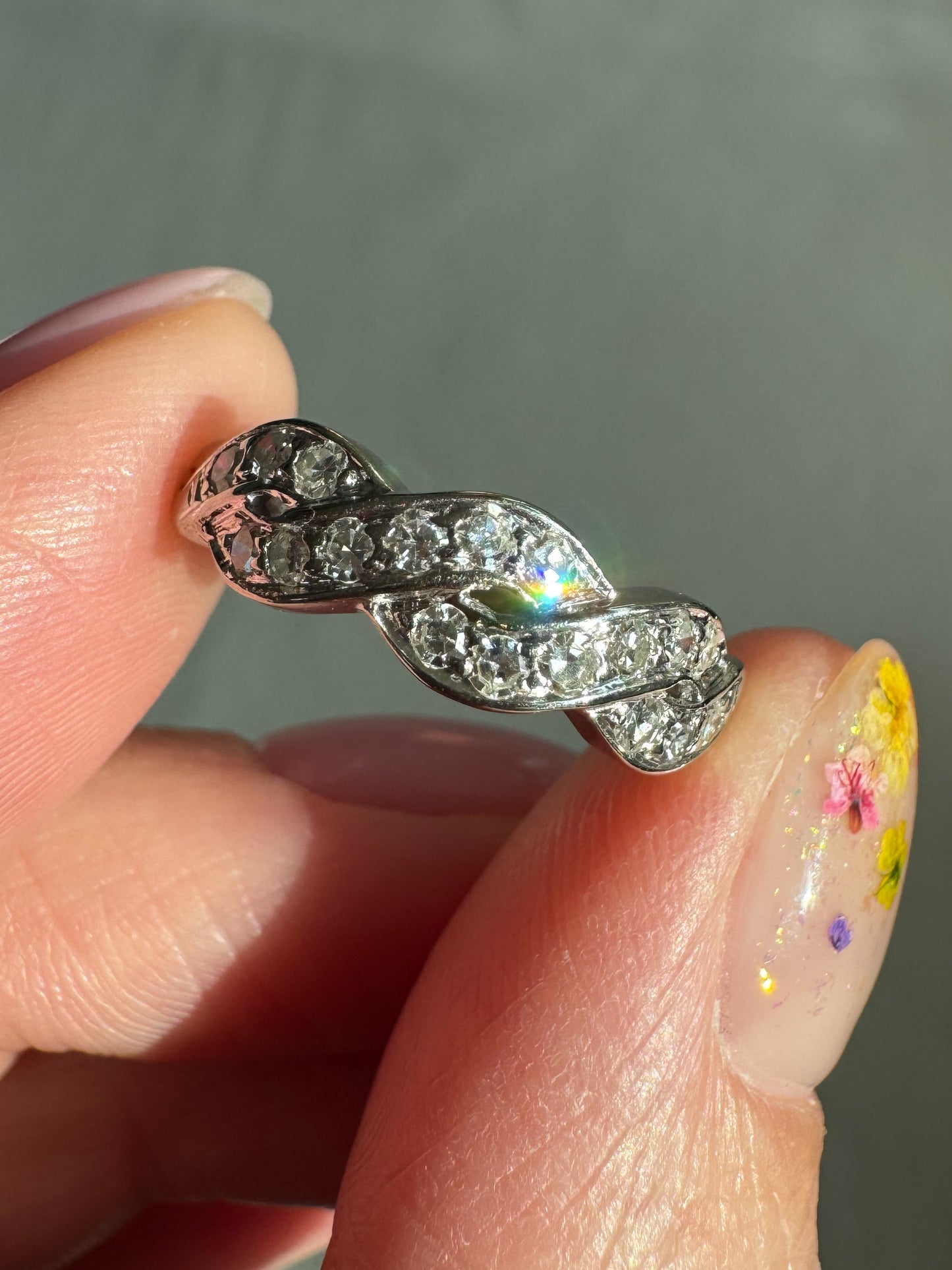 18K White Gold and Diamond Twist Ring