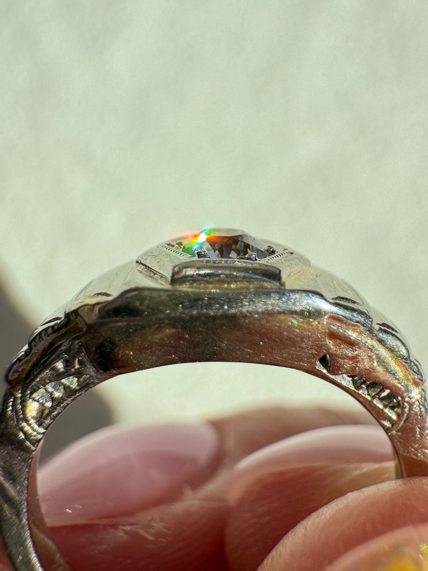 Vintage 14K and Diamond Art Deco Ring