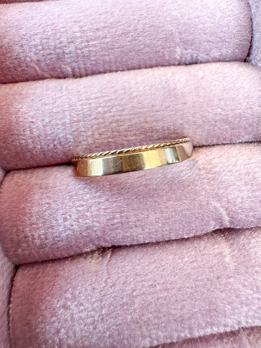 14K Skinny Gold Band with Cable Detail