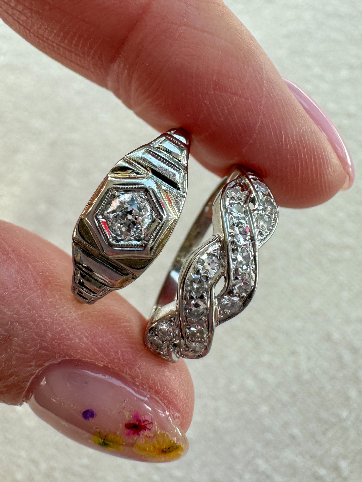 Vintage 14K and Diamond Art Deco Ring