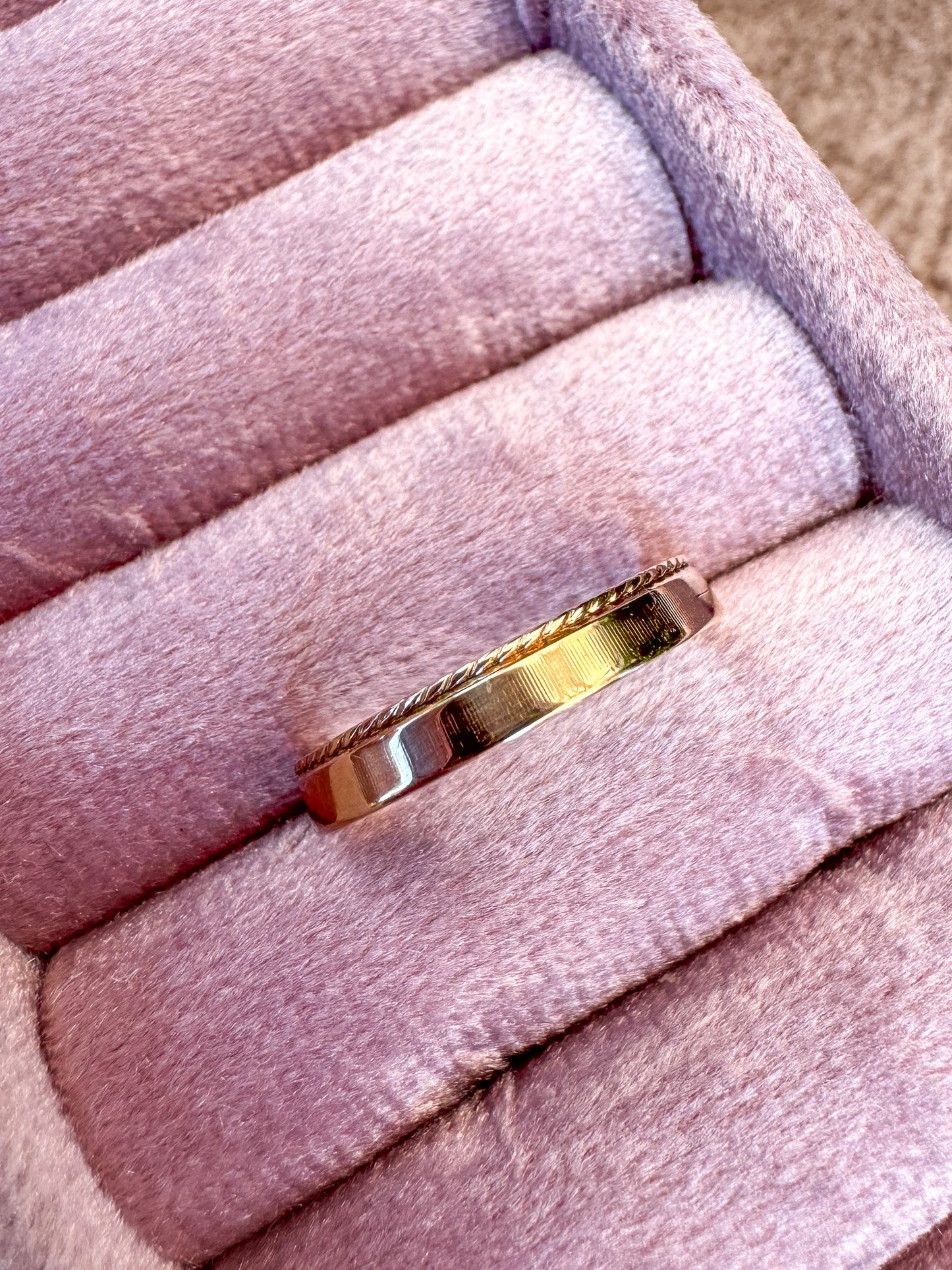 14K Skinny Gold Band with Cable Detail