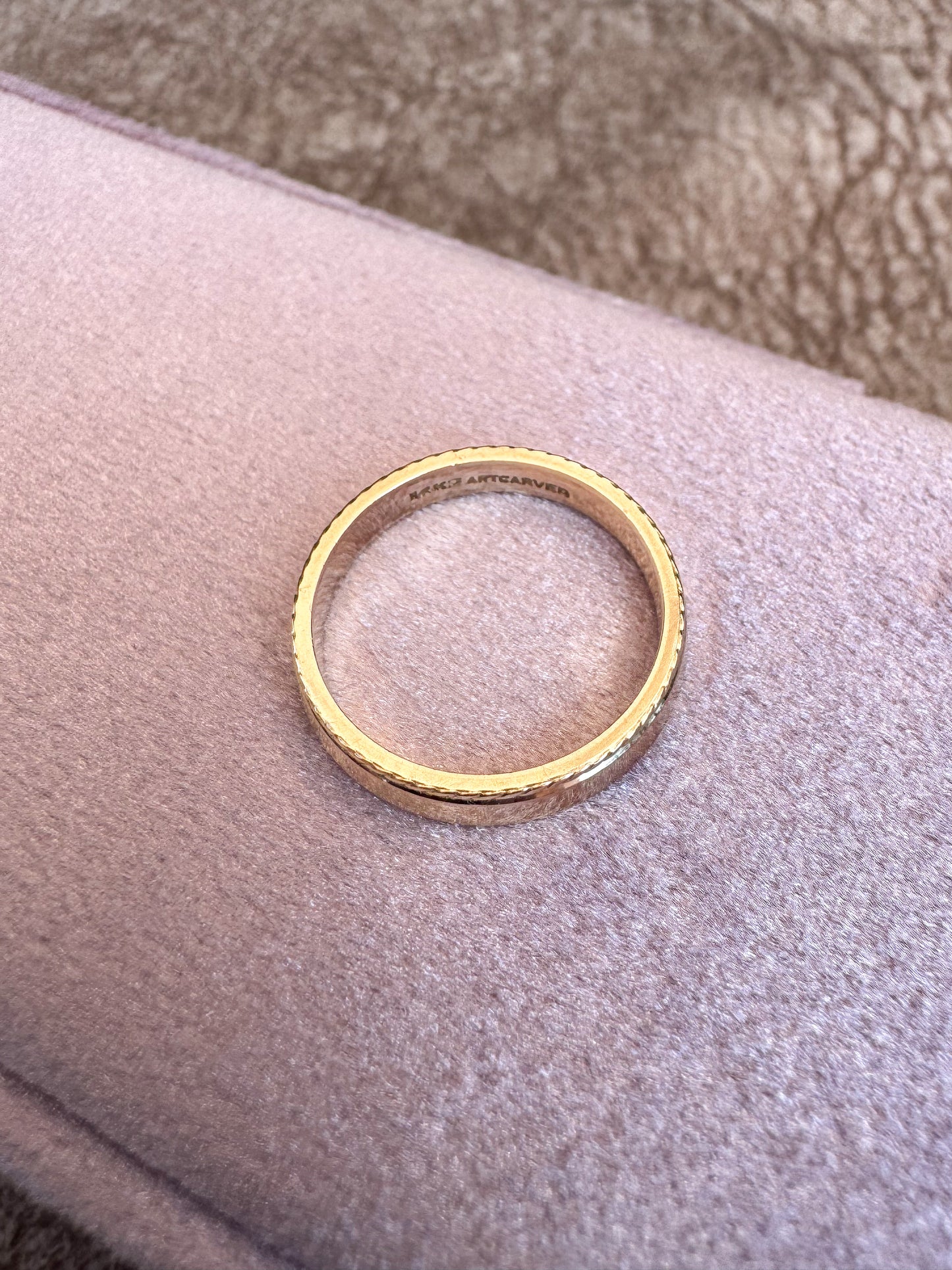 14K Skinny Gold Band with Cable Detail