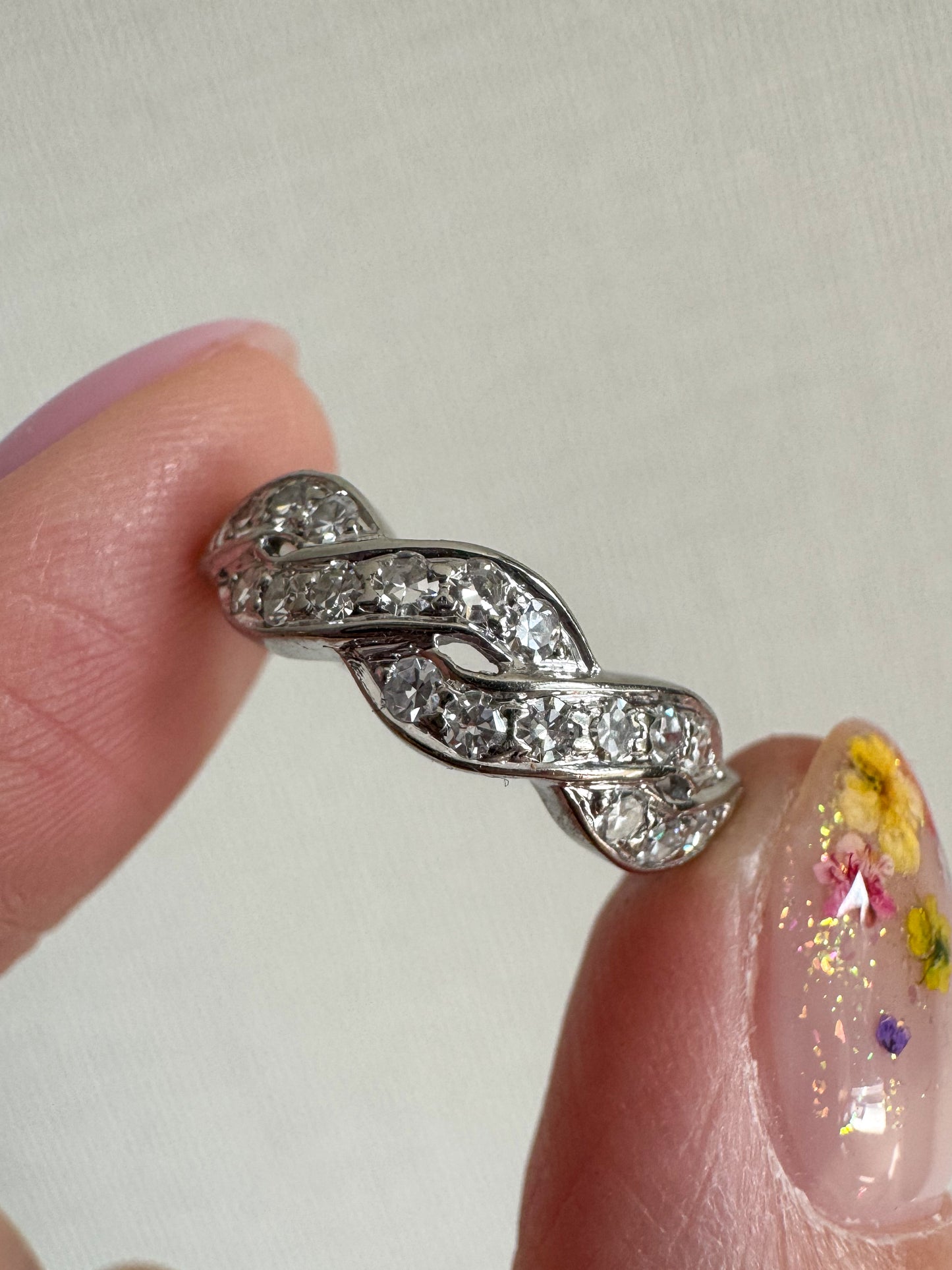 18K White Gold and Diamond Twist Ring