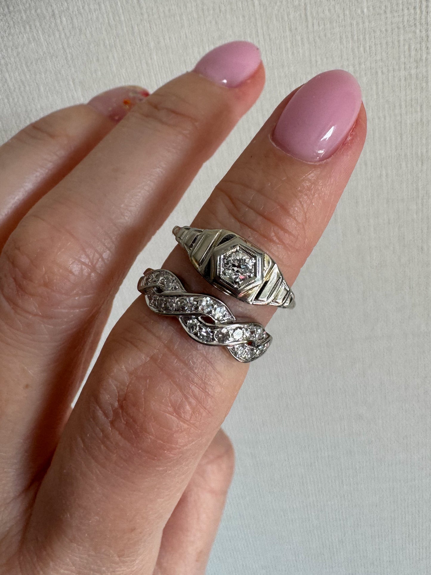 Vintage 14K and Diamond Art Deco Ring
