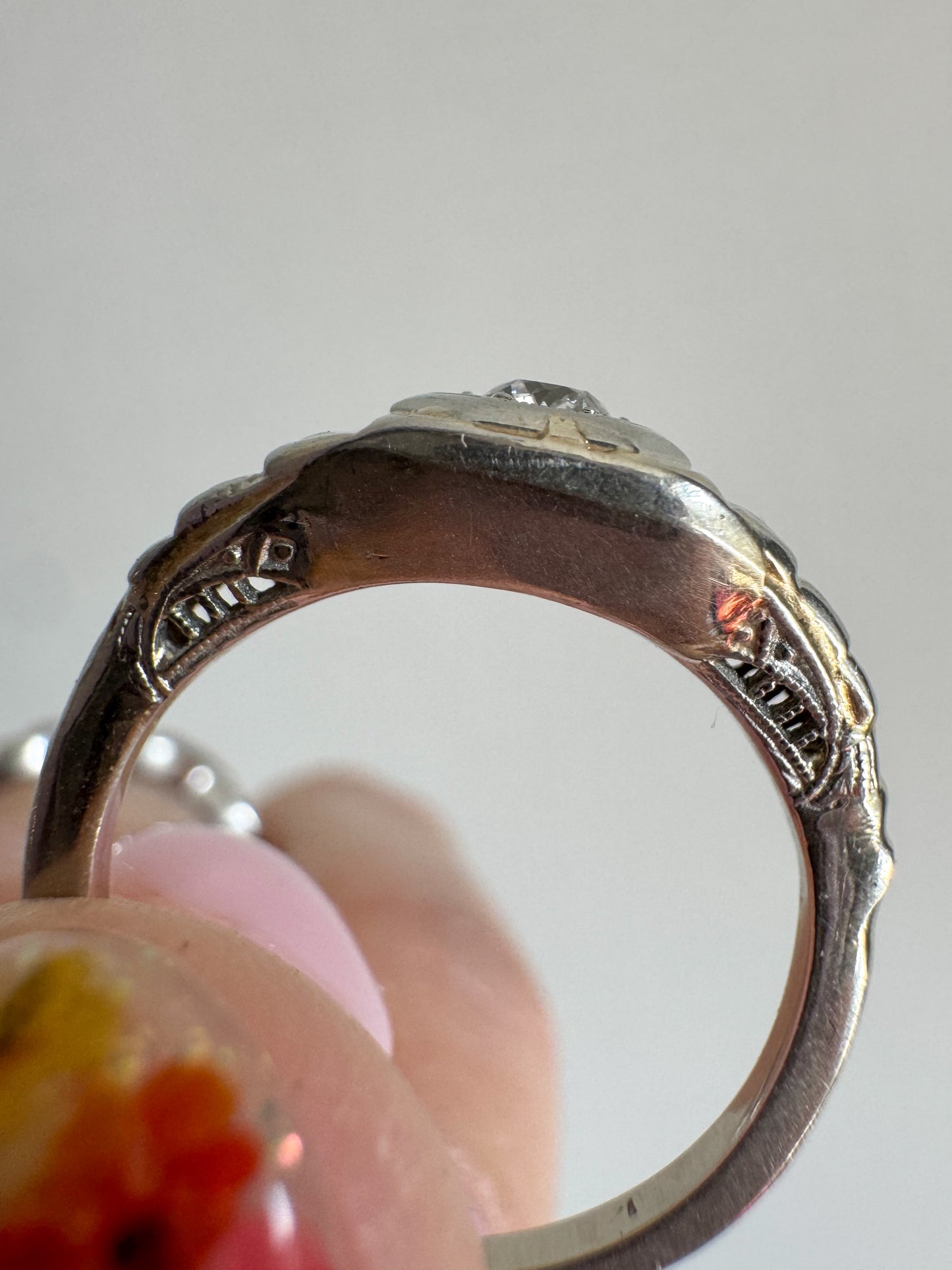 Vintage 14K and Diamond Art Deco Ring