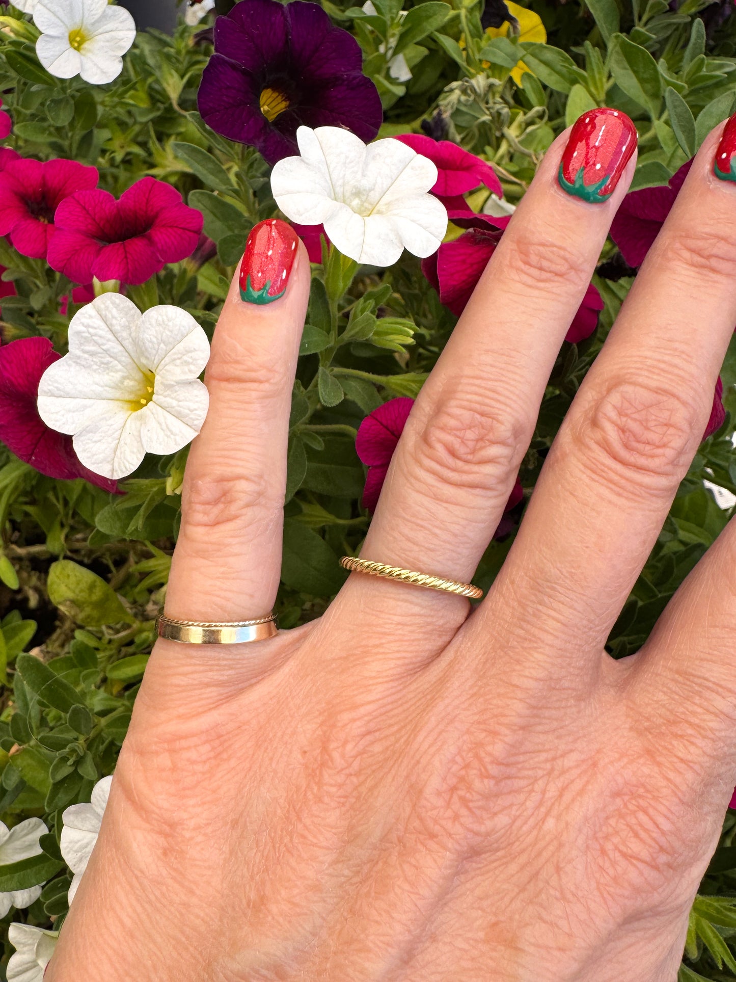 14K Skinny Gold Band with Cable Detail