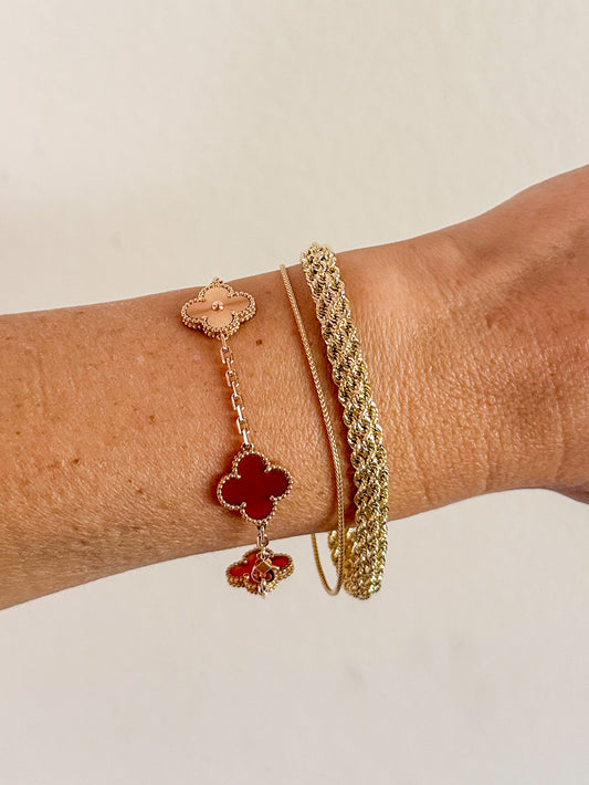 14K Woven Triple Rope Chain Bracelet