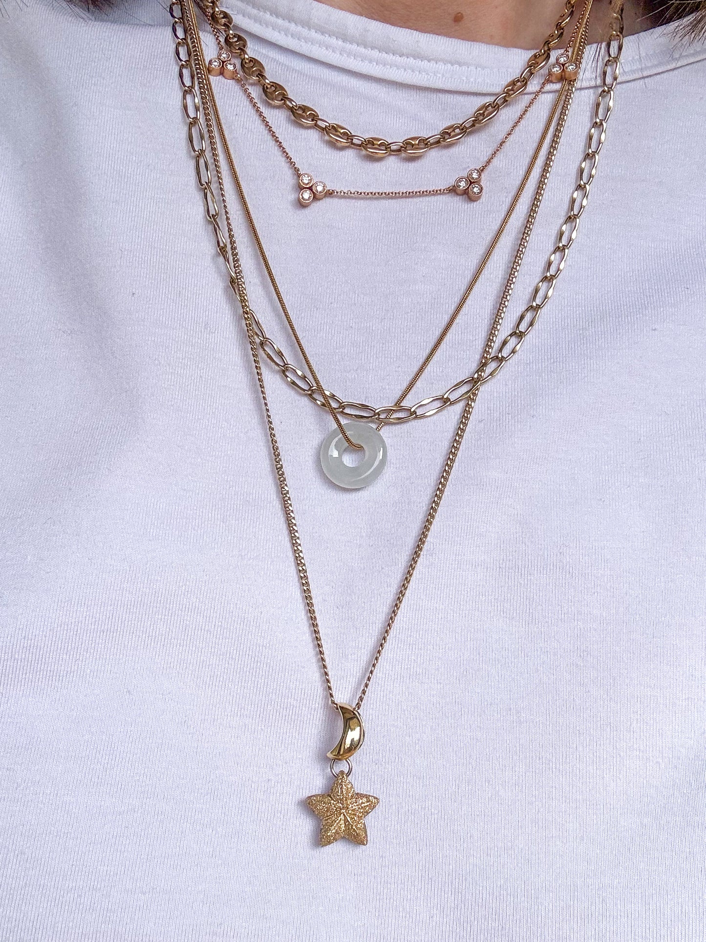 14K Two-Tone Moon and Star Pendant