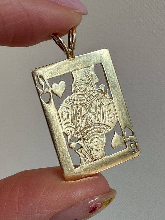 Vintage 14K Queen of Hearts Pendant