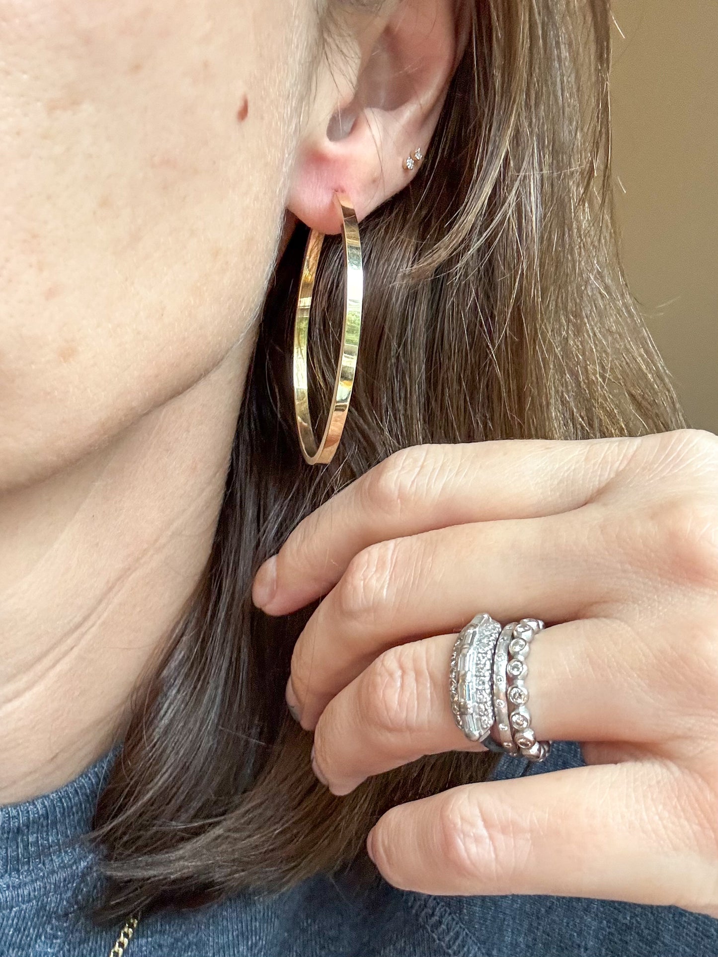 14K Large Oval Hoops