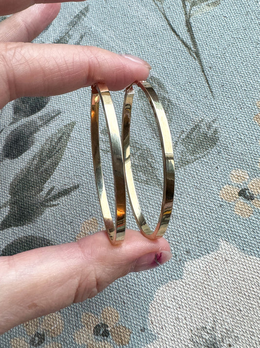 14K Large Oval Hoops