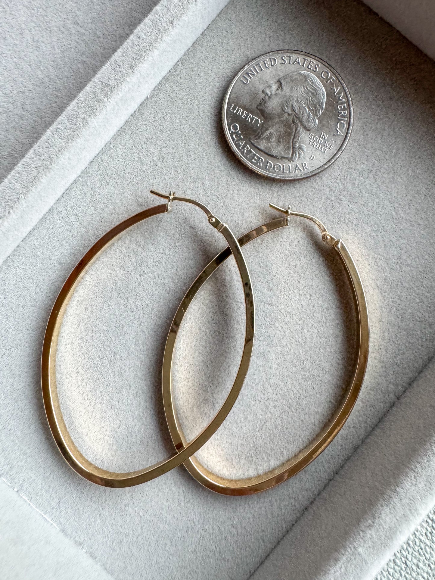 14K Large Oval Hoops