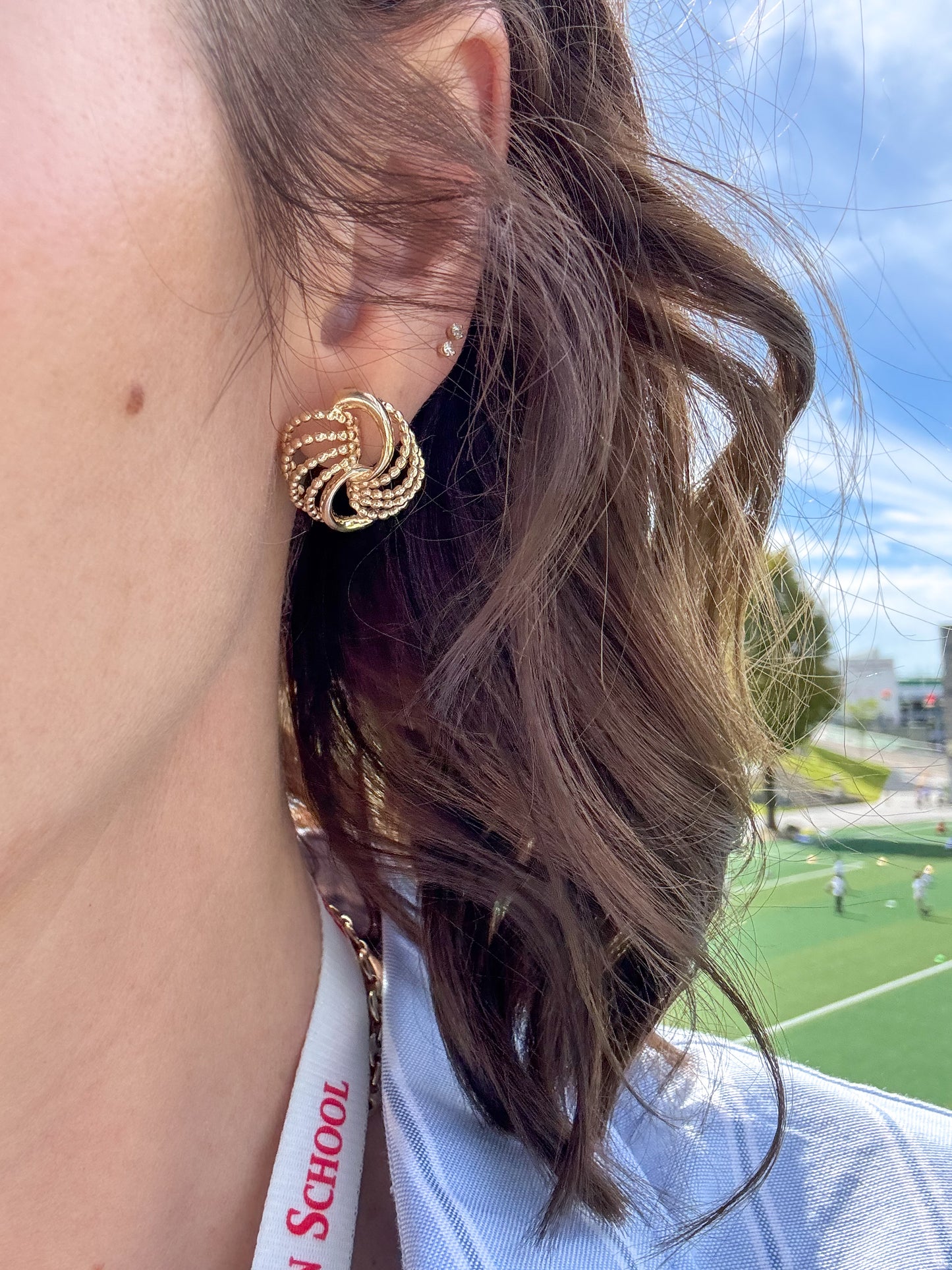 14K Vintage Circular Swirl Statement Earrings