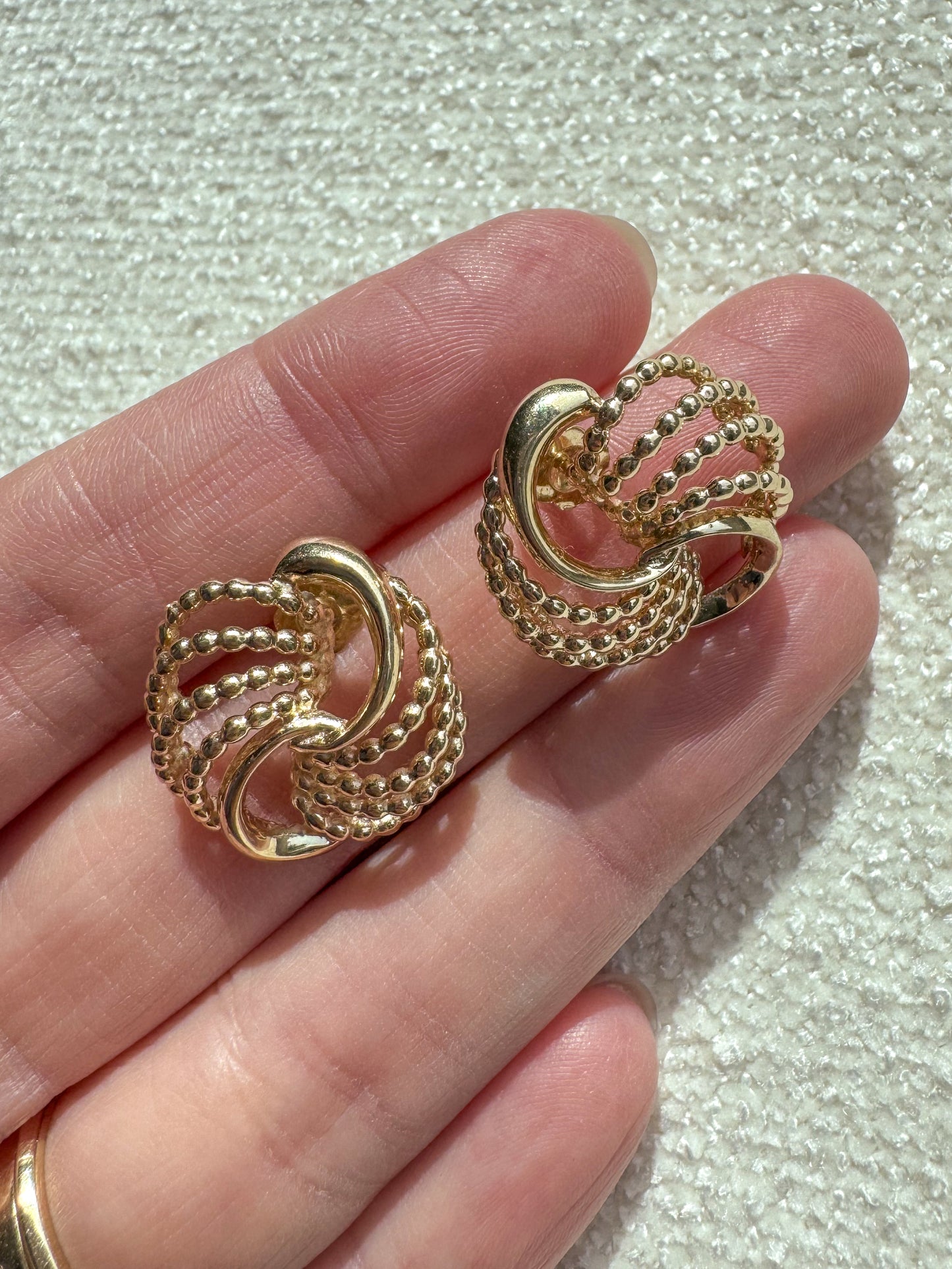 14K Vintage Circular Swirl Statement Earrings