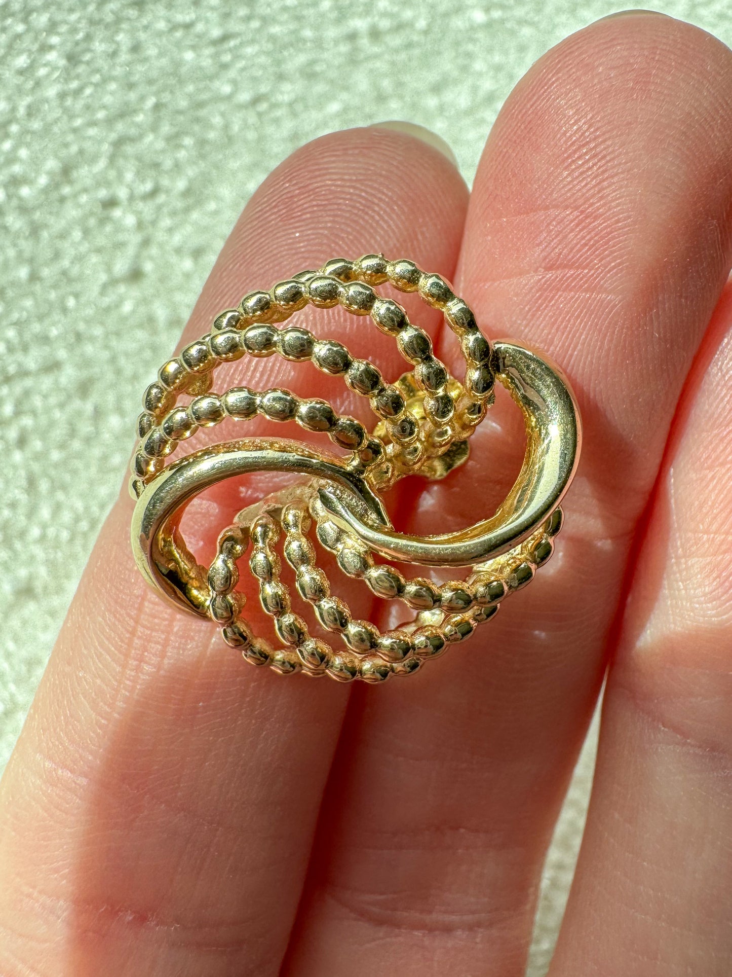 14K Vintage Circular Swirl Statement Earrings