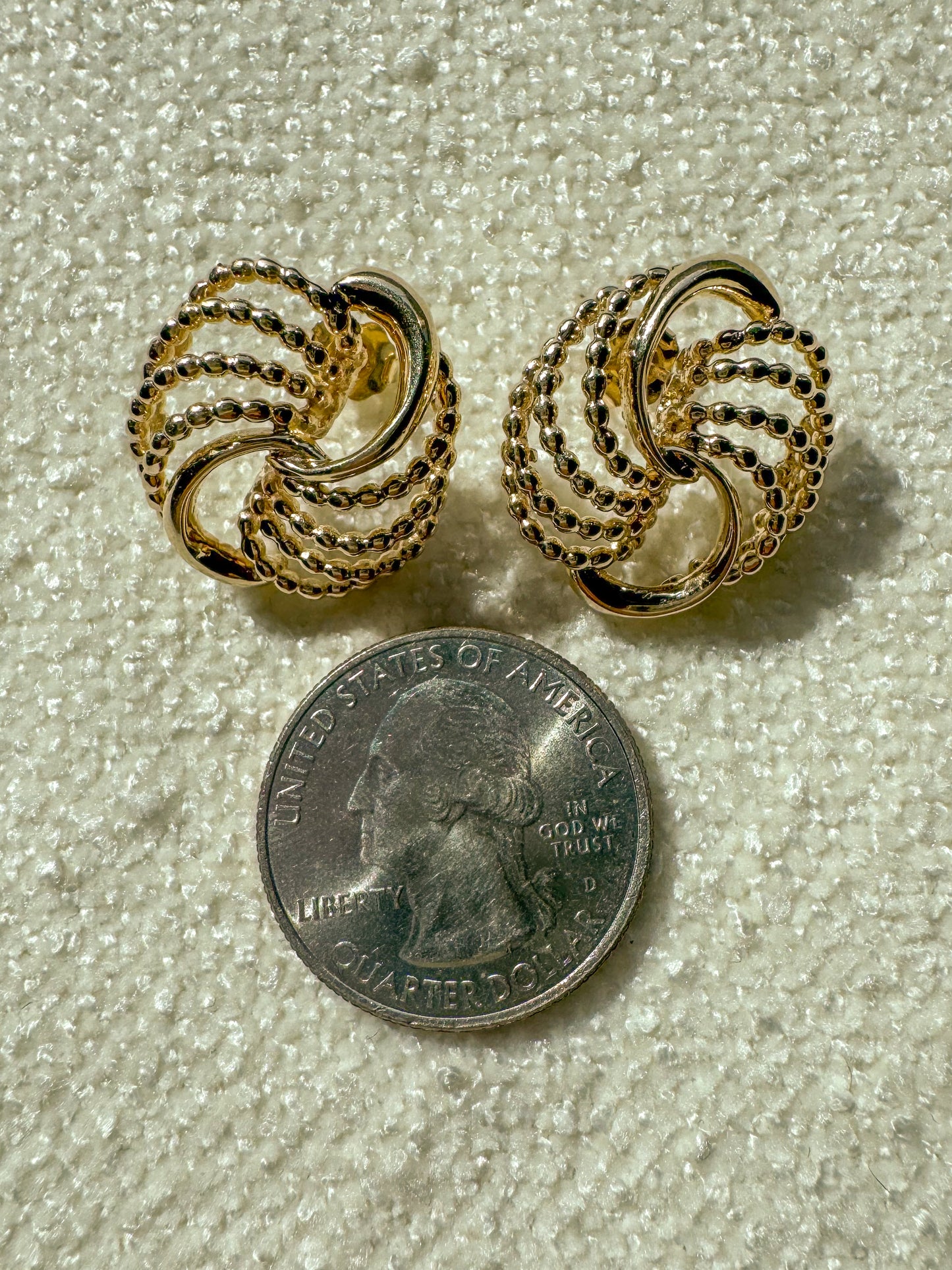 14K Vintage Circular Swirl Statement Earrings