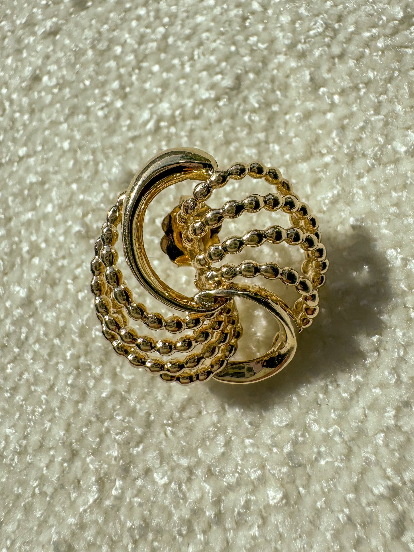 14K Vintage Circular Swirl Statement Earrings