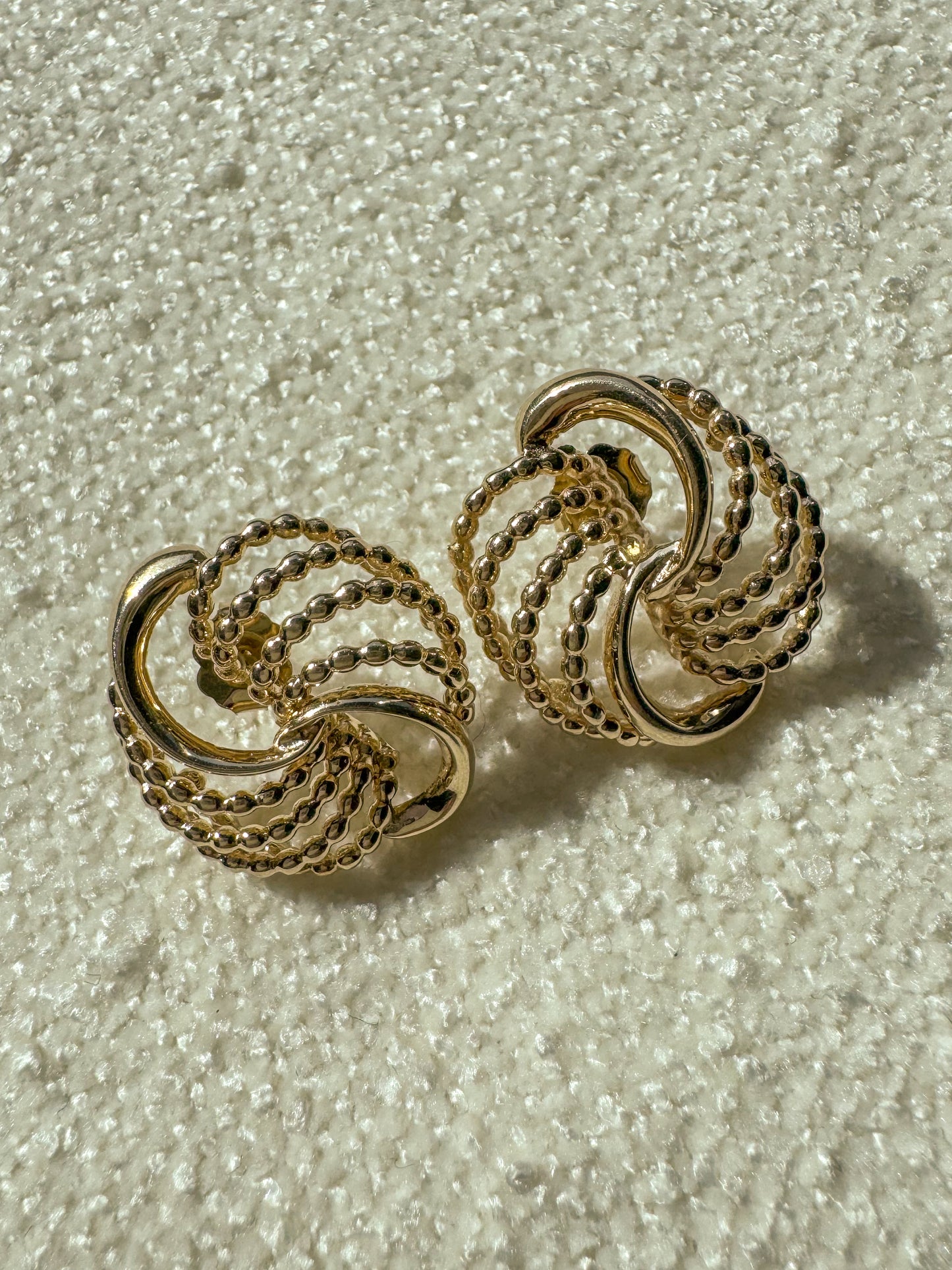 14K Vintage Circular Swirl Statement Earrings