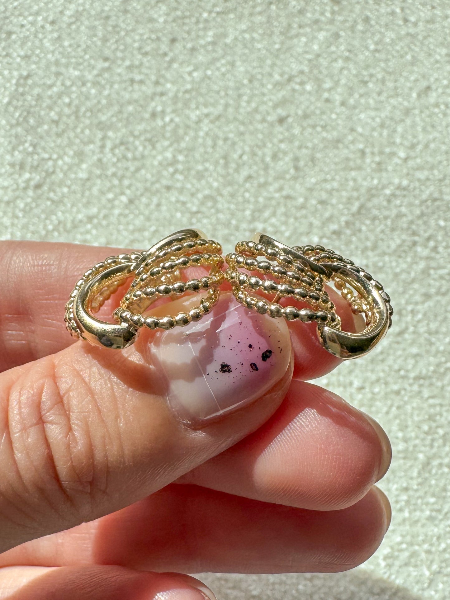 14K Vintage Circular Swirl Statement Earrings