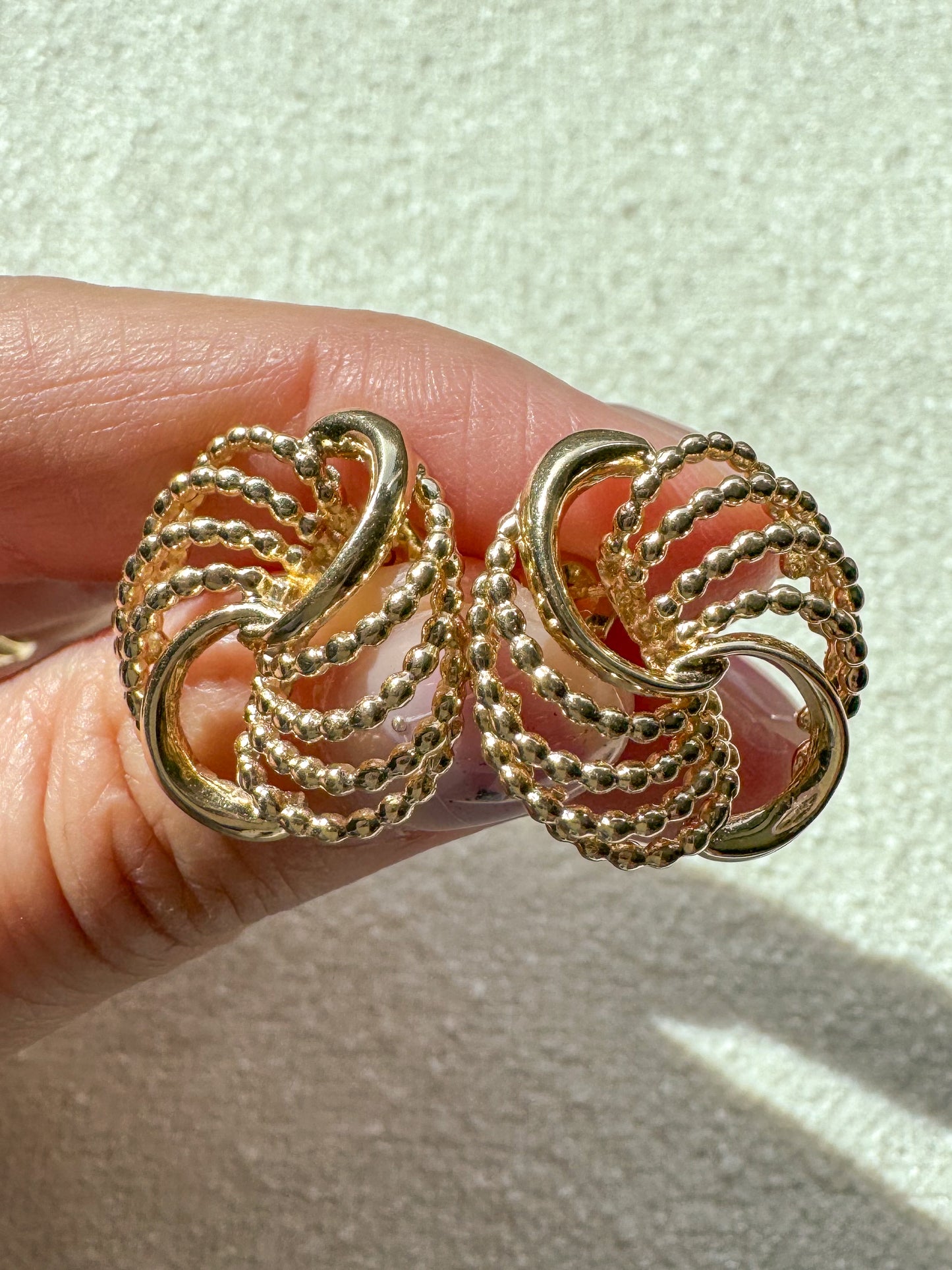 14K Vintage Circular Swirl Statement Earrings
