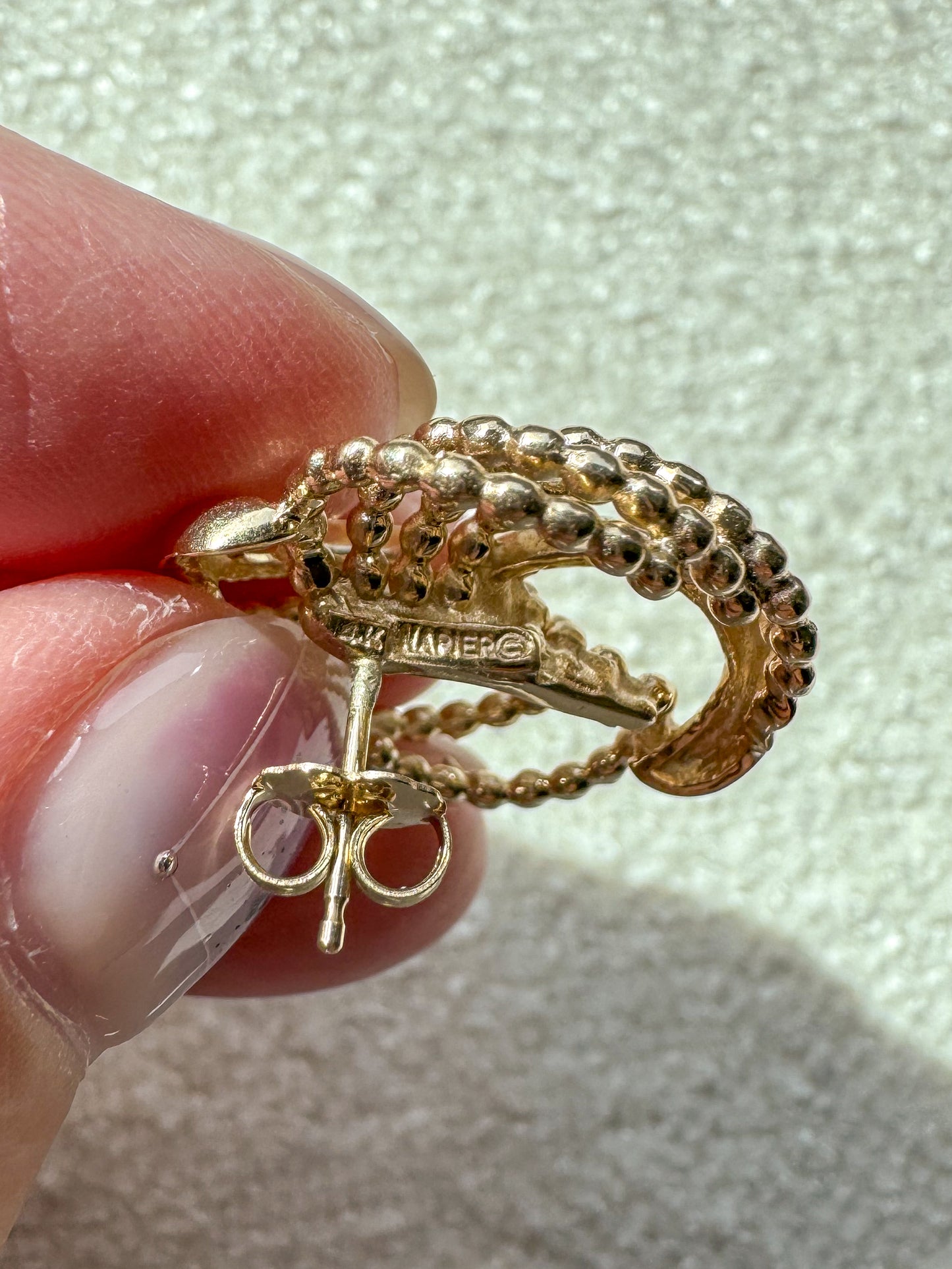 14K Vintage Circular Swirl Statement Earrings