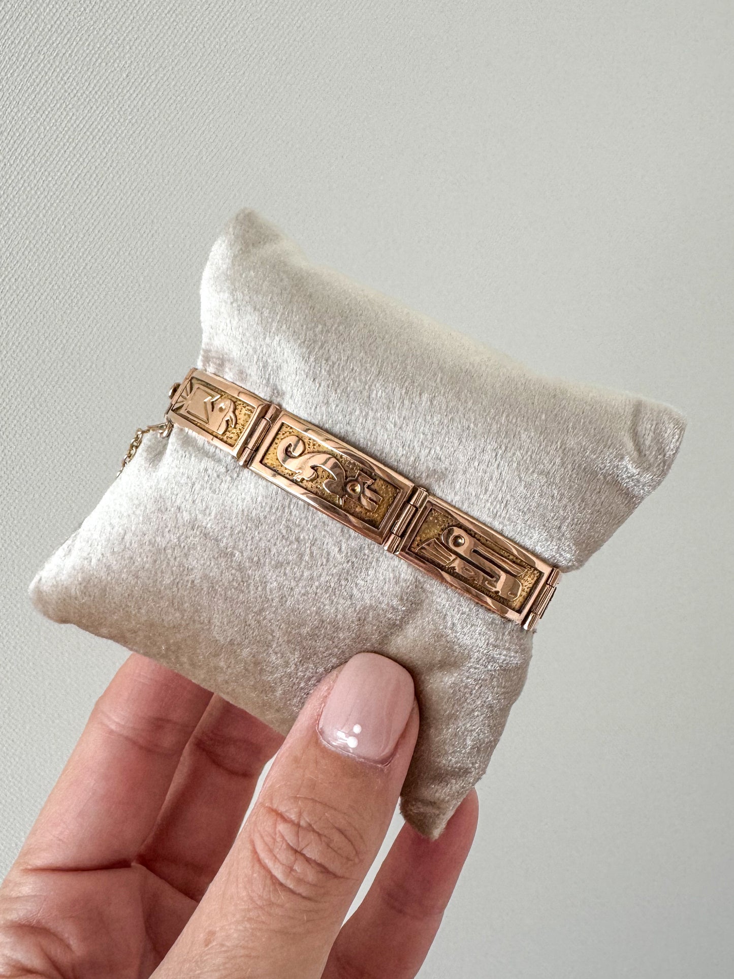 18K Rose and Yellow Gold Panel Bracelet