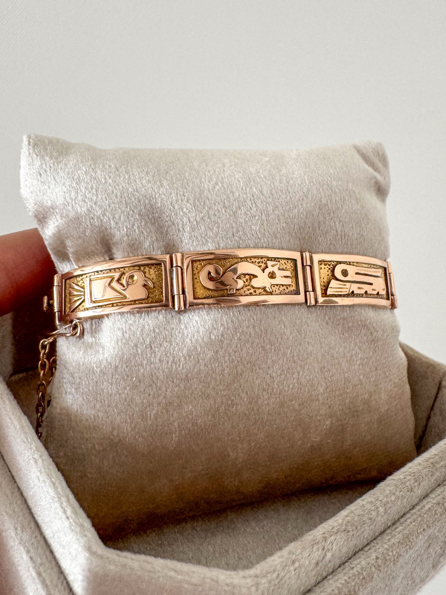 18K Rose and Yellow Gold Panel Bracelet
