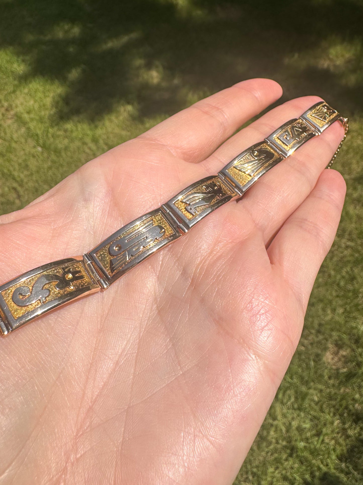 18K Rose and Yellow Gold Panel Bracelet