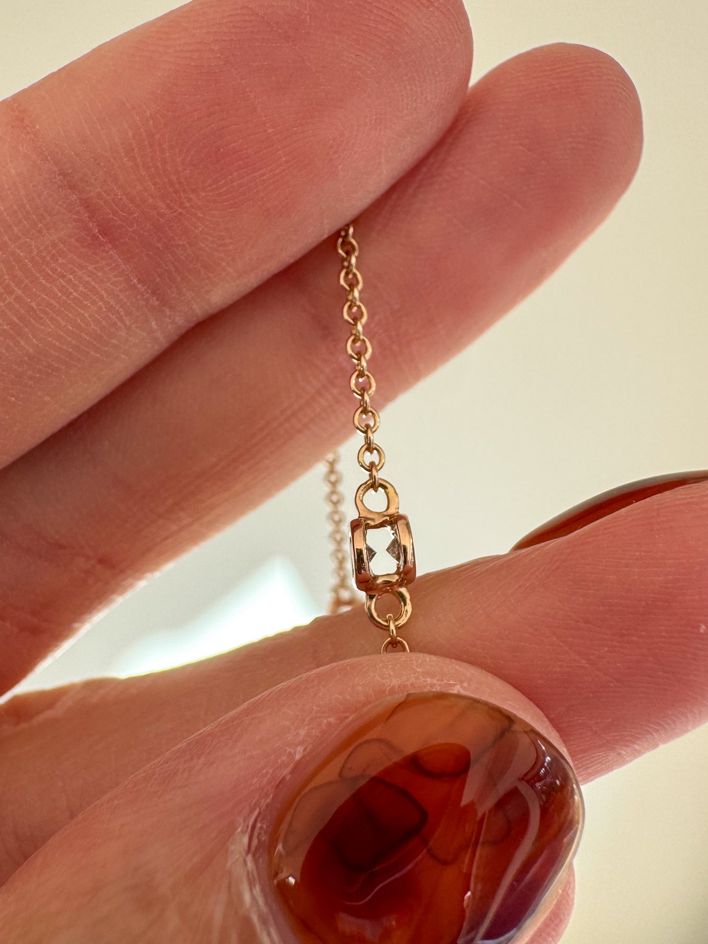 14K Rose Gold and Diamond Station Necklace