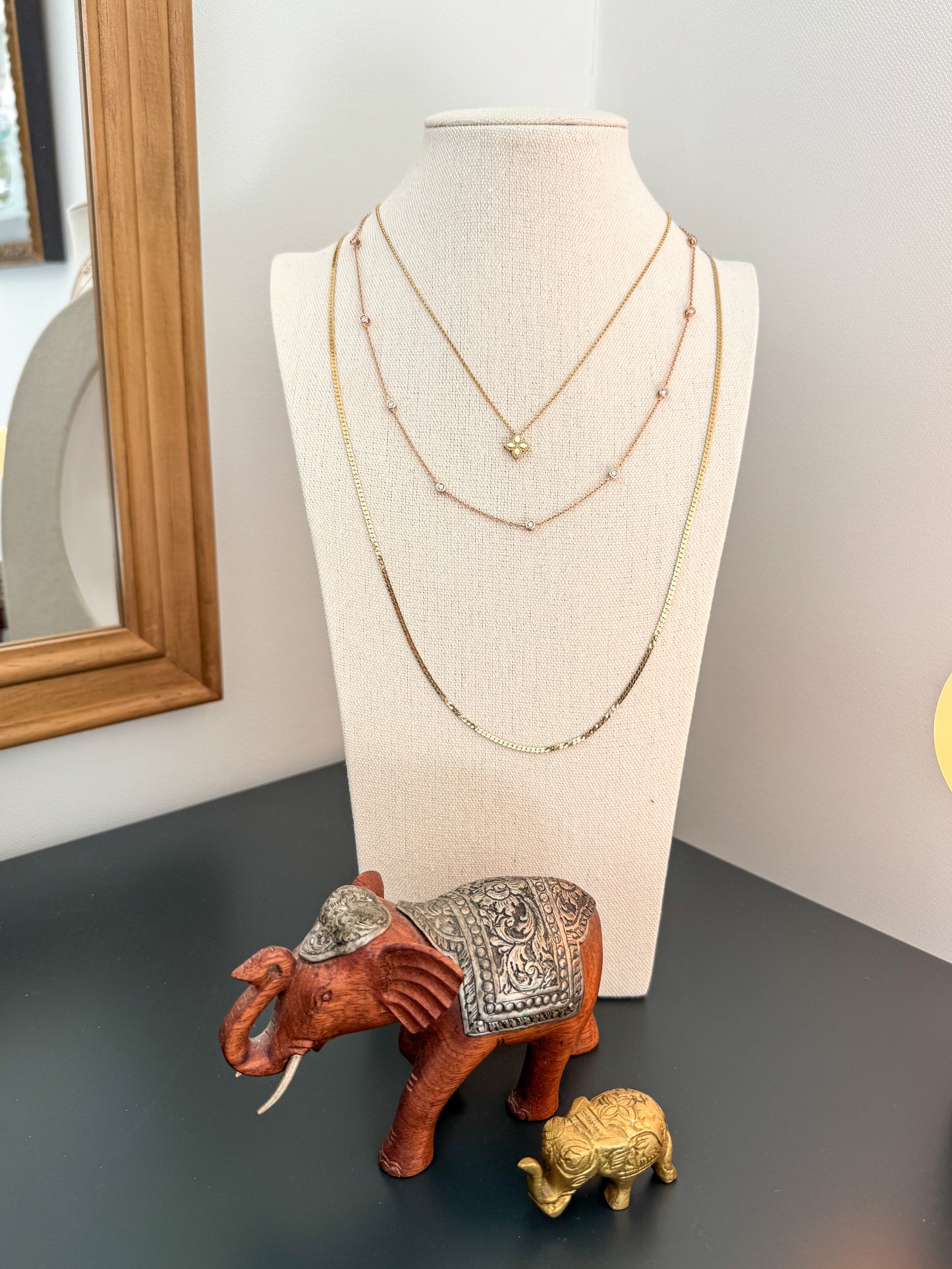 14K Rose Gold and Diamond Station Necklace