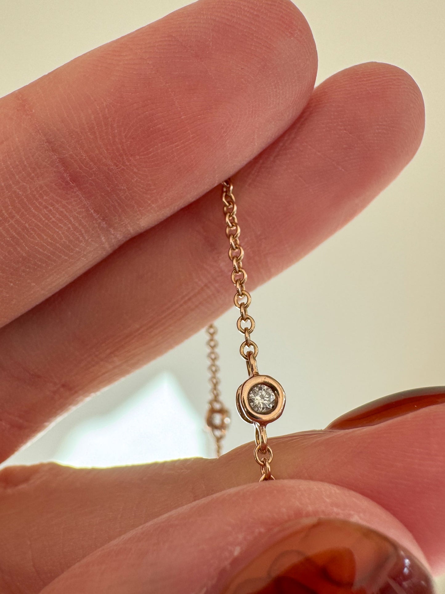 14K Rose Gold and Diamond Station Necklace