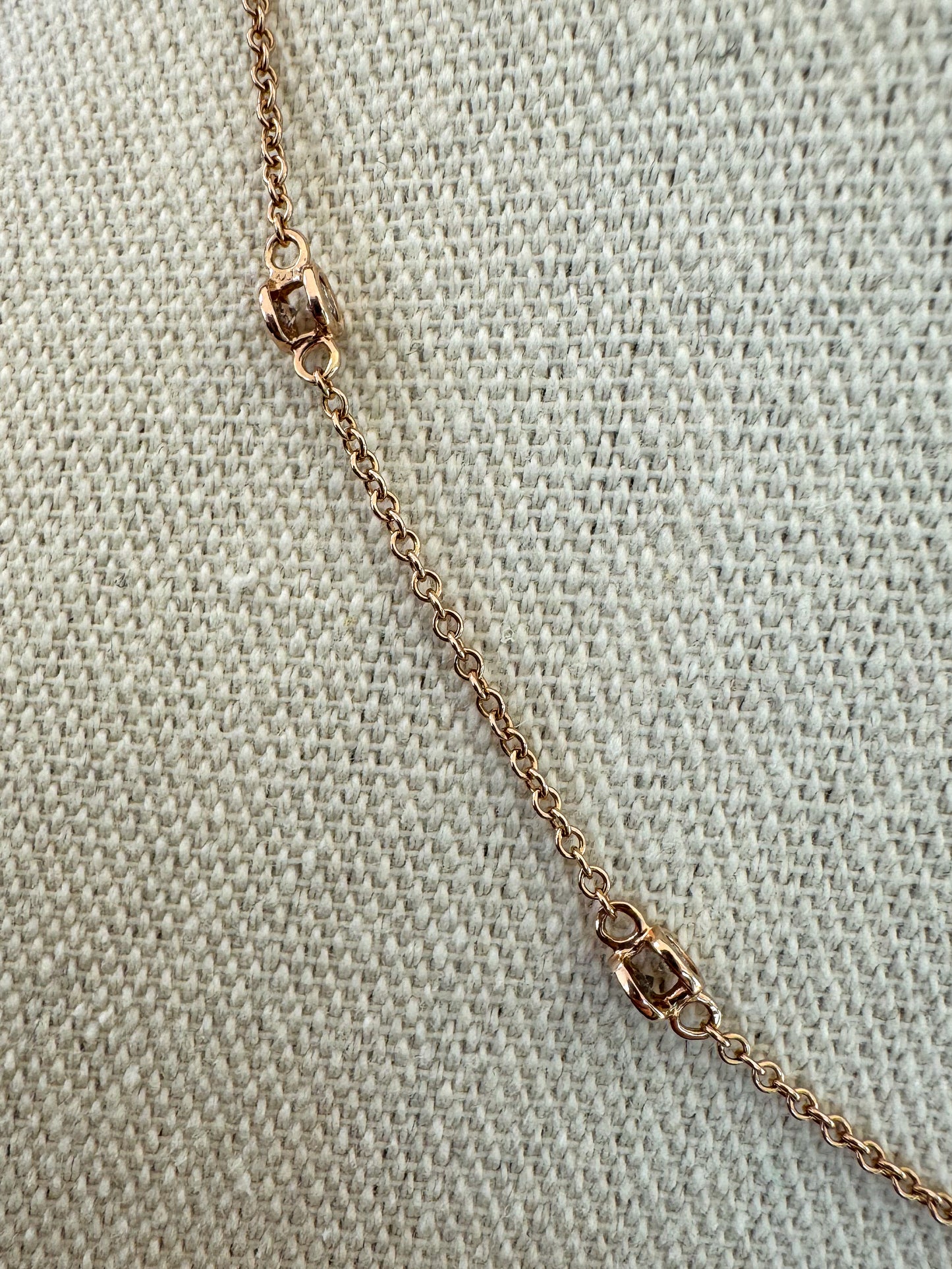 14K Rose Gold and Diamond Station Necklace