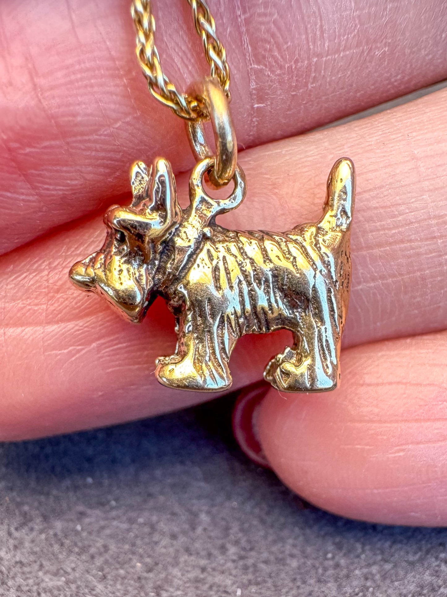 14K Yellow Gold Scottie Dog Charm