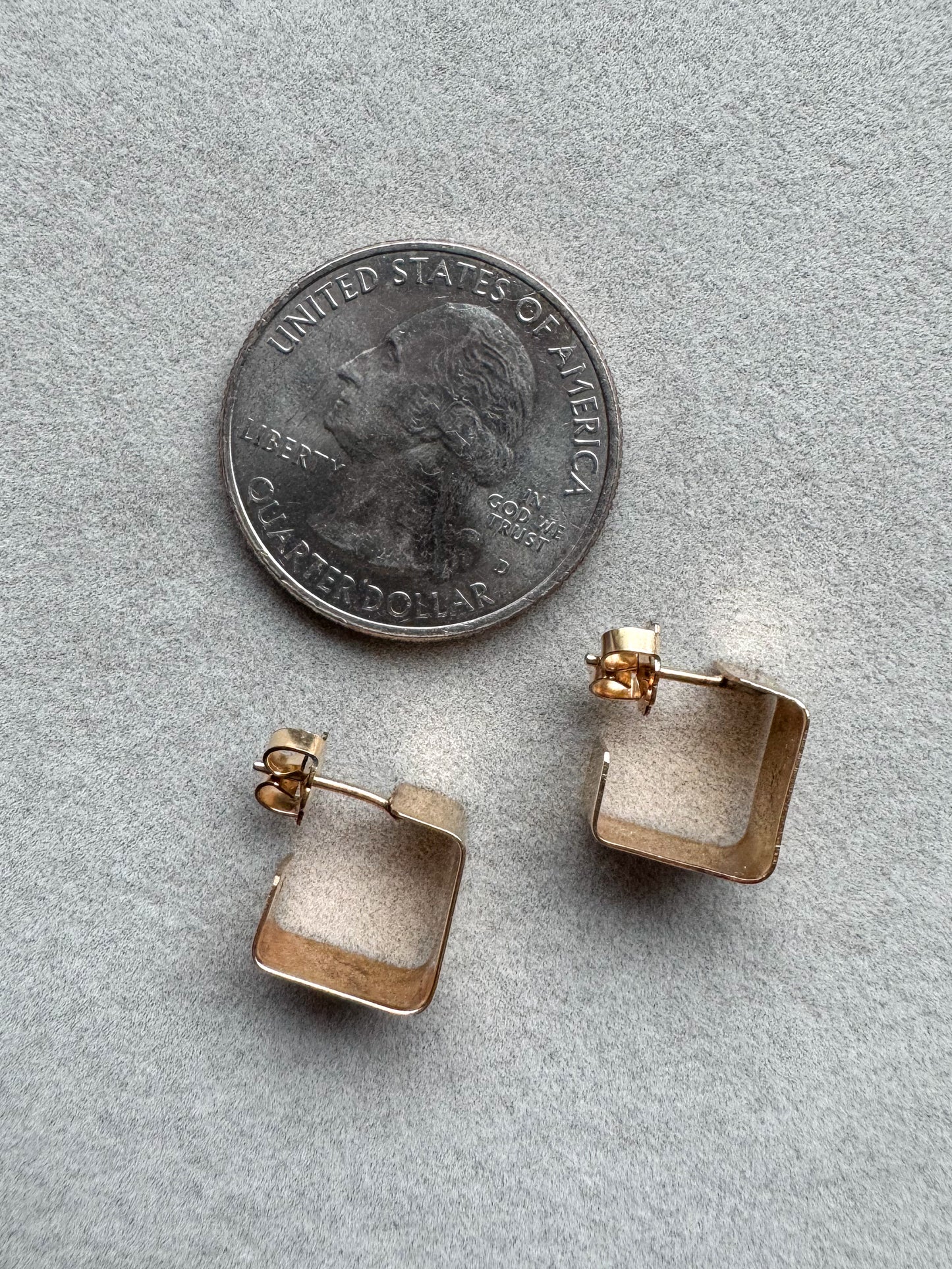 14K Square Post-Back Huggies