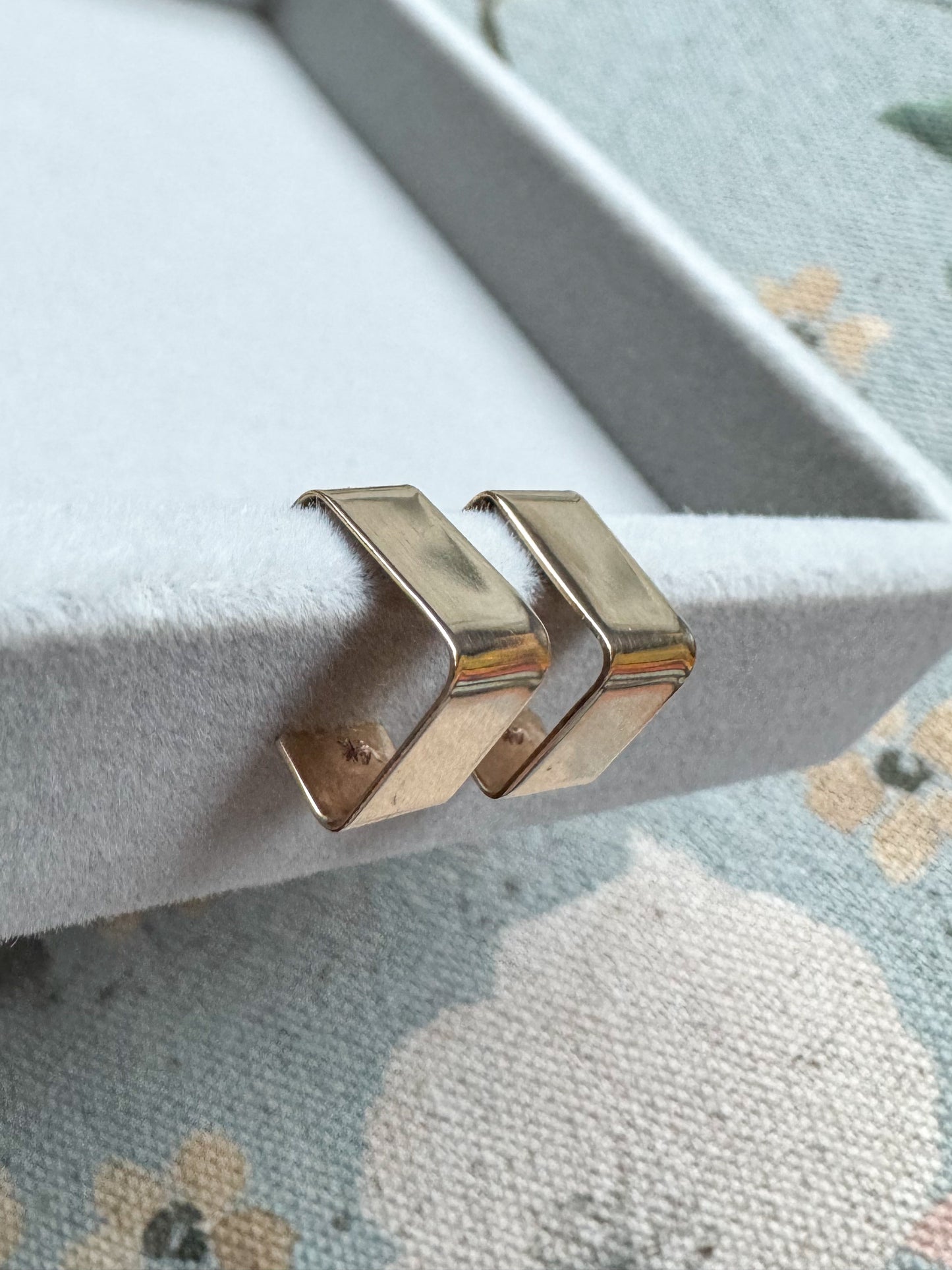 14K Square Post-Back Huggies